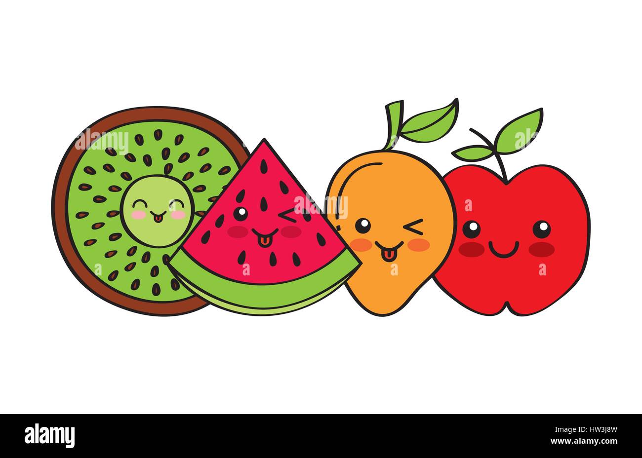 Kawaii frutas design Imagen Vector de stock - Alamy