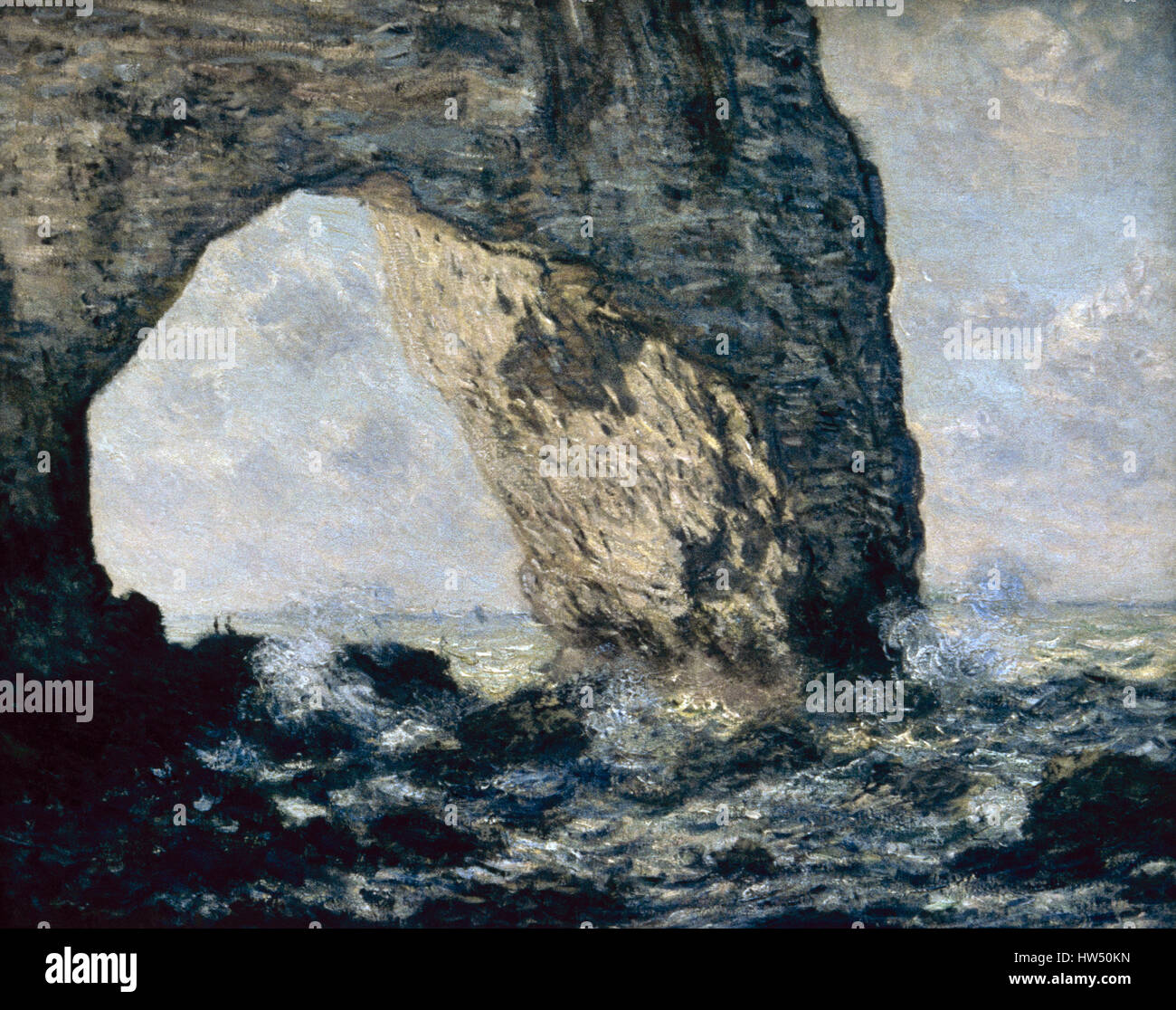 Claude Monet (1840-1926). El pintor francés. El impresionismo. La Manneporte (Etretat), 1883. Óleo sobre lienzo. La costa de Normandía. Museo Metropolitano de Arte de Nueva York. Estados Unidos. Foto de stock