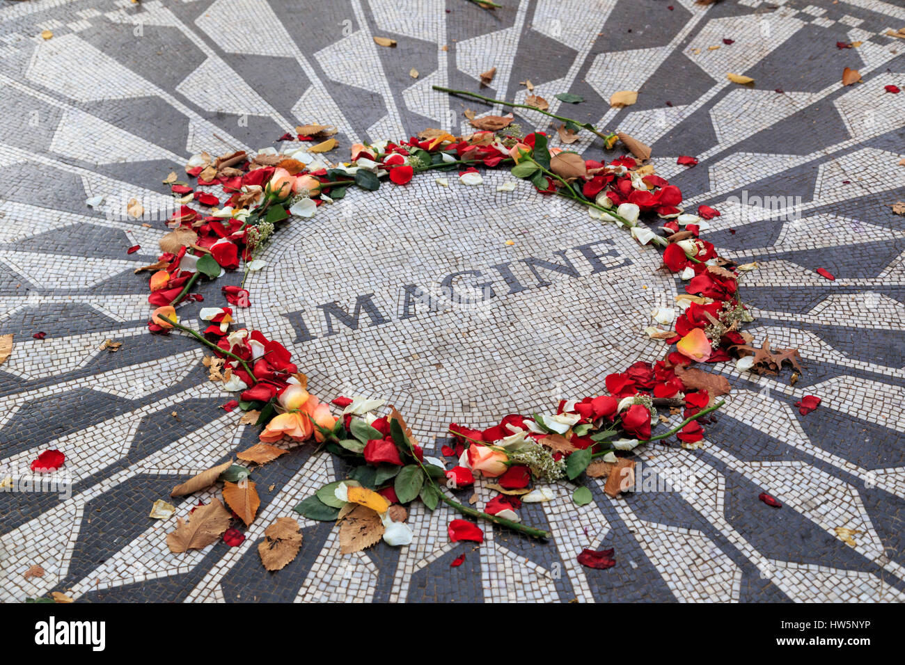 Estados Unidos, Manhattan, Ciudad de Nueva York, Central Park, Strawberry Fields, Imagine Mosaico Foto de stock