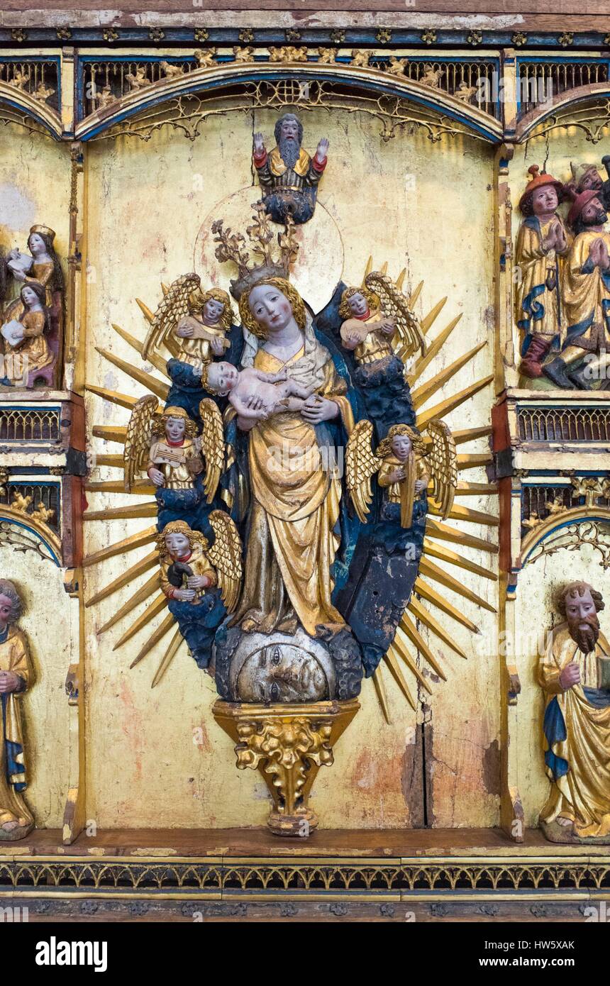 Dinamarca, Zelanda, Copenhague, El Museo Nacional, el cristiano del siglo xiv altar detalle Foto de stock
