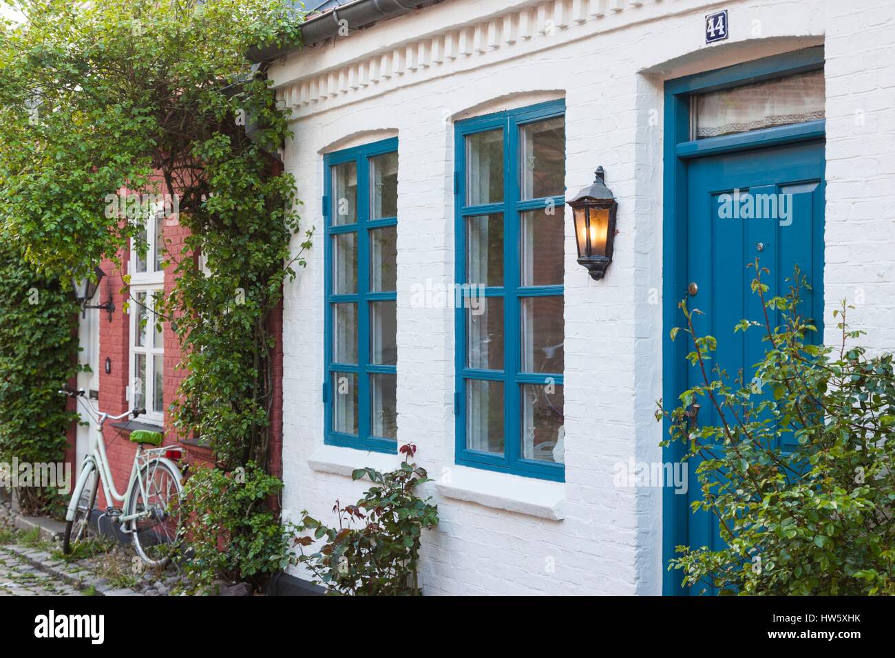 Dinamarca, Jutlandia, Aarhus, calle Mollestien, casas tradicionales Foto de stock