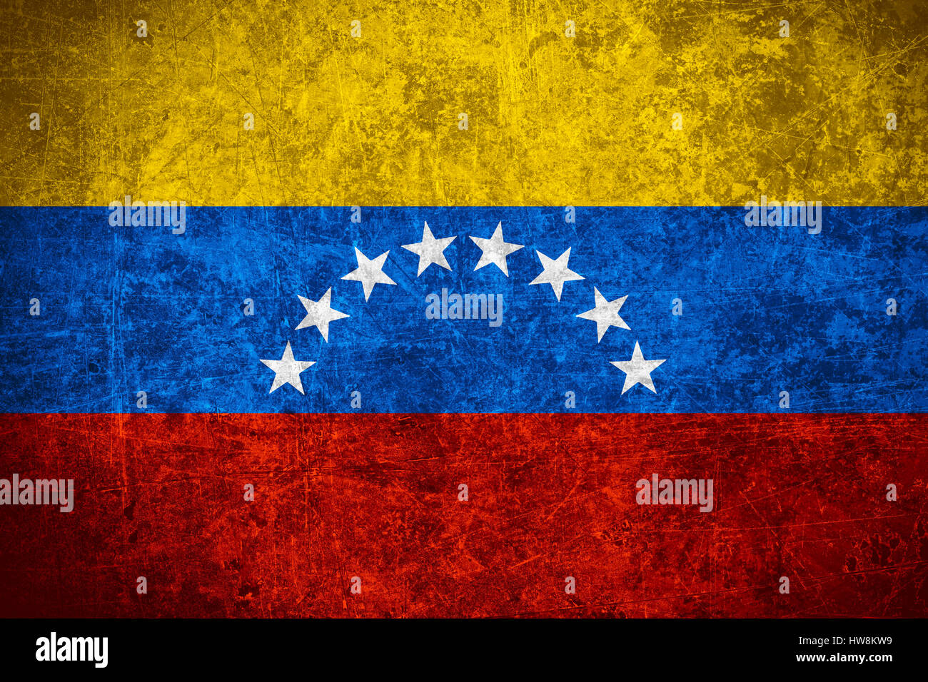 Bandera de Venezuela o venezolanos banner en rayado textura vintage Foto de stock