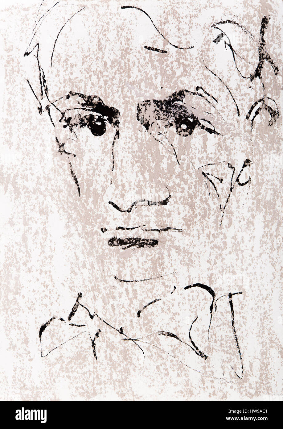 Retrato de Charles Baudelaire (1821 - 1867) , ilustración de Ewa KLOS ©Ewa KLOS/Opale Foto de stock