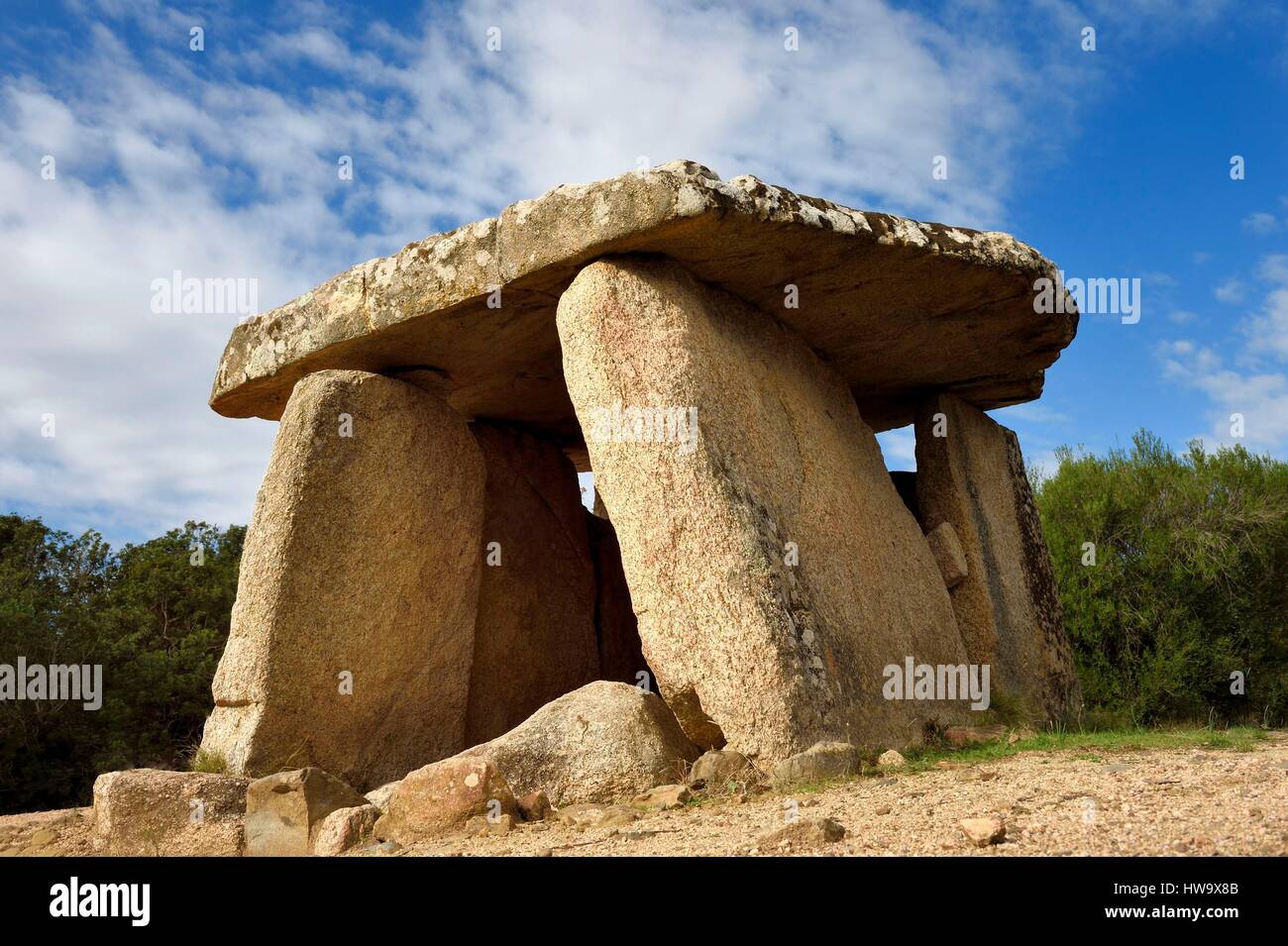 Francia, Corse du Sud, Sartene, sitio arqueológico de Cauria, dolmen de Fontanaccia Foto de stock