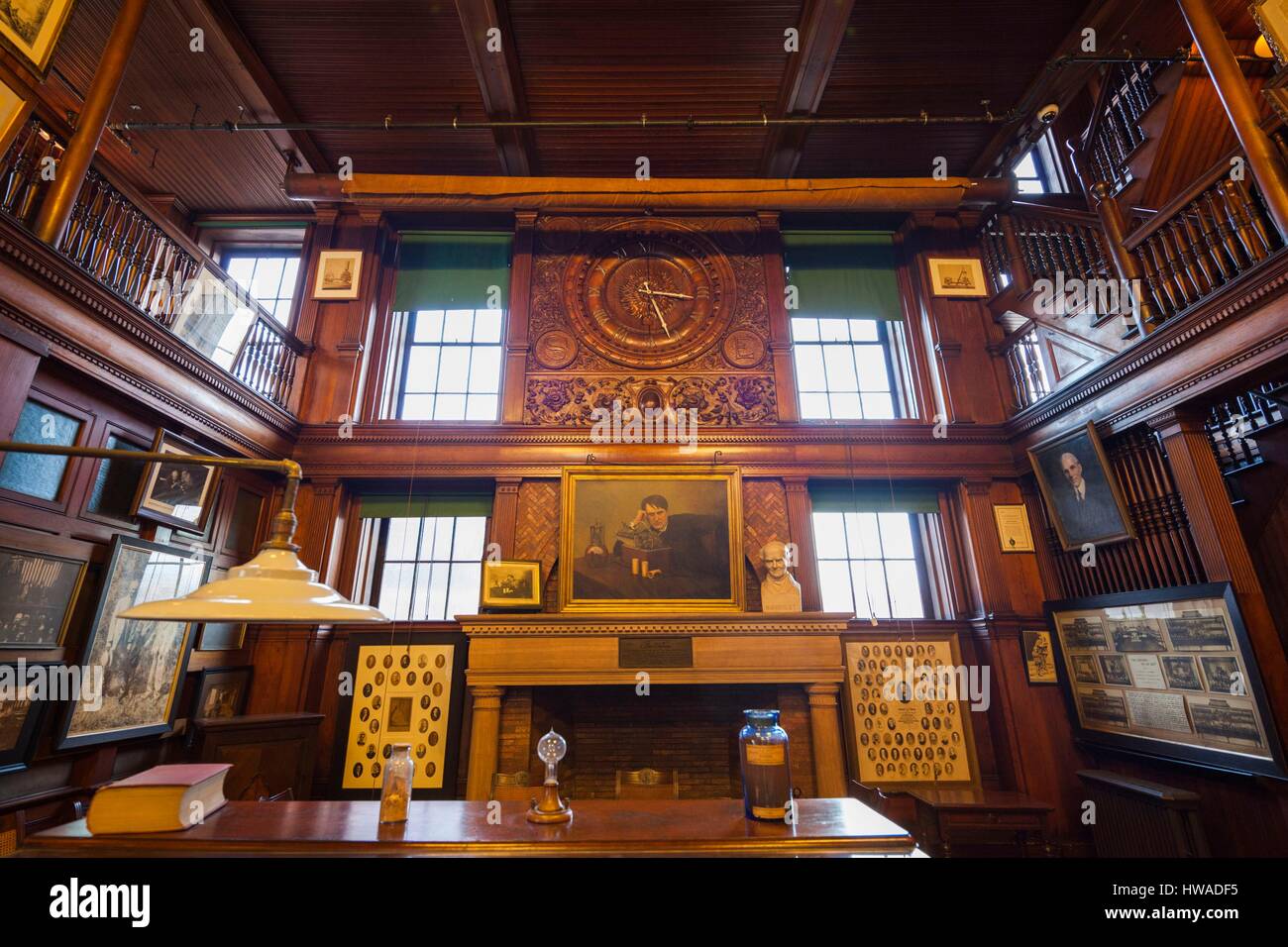 Estados Unidos, Nueva Jersey, West Orange, Thomas Edison National Historical Park, biblioteca, interior Foto de stock