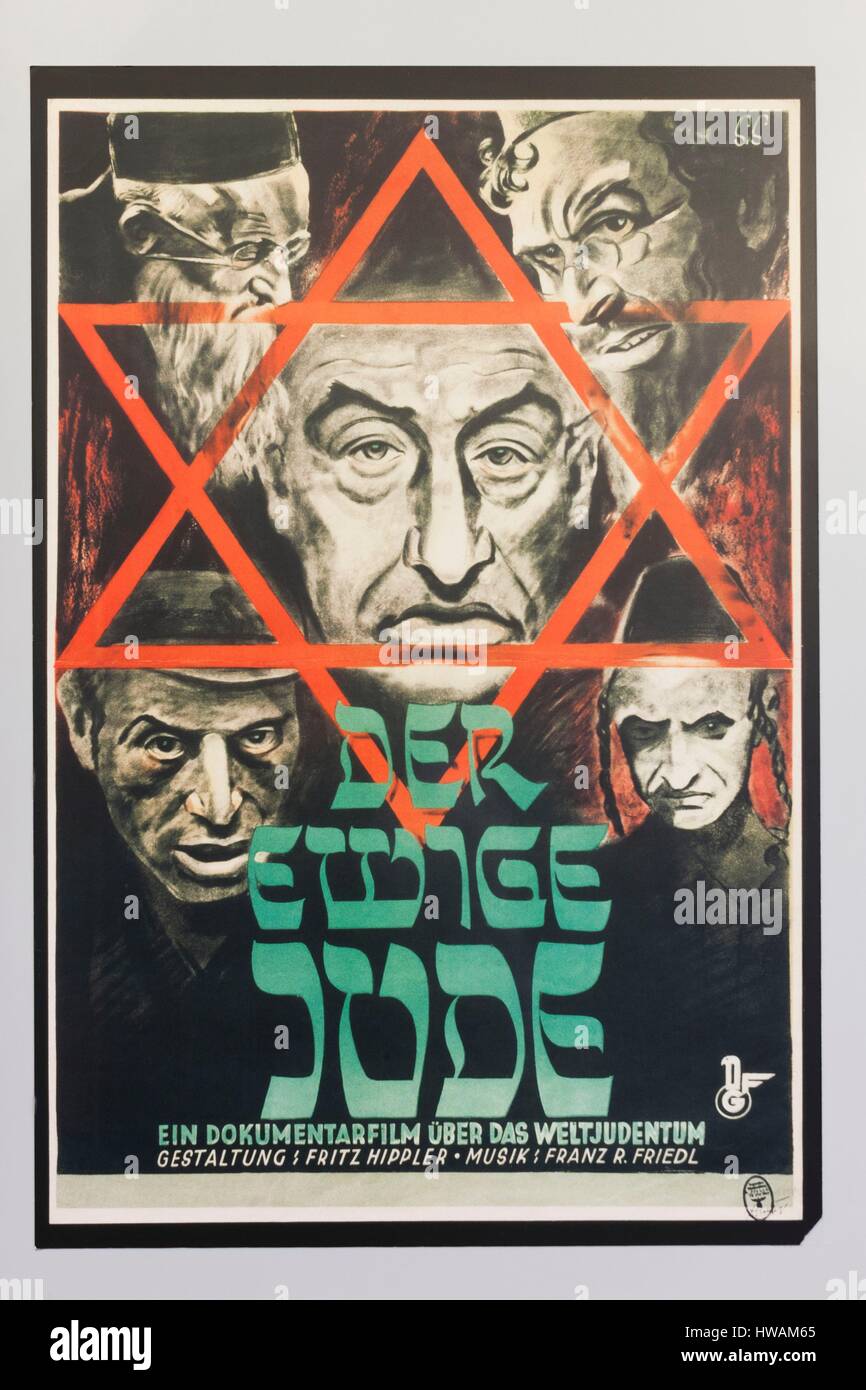 Alemania, Baviera, Obersalzberg, Dokumentation Obersalzberg, museo acerca de la dictadura Nazi, póster de película de propaganda antisemita, El Eterno J Foto de stock