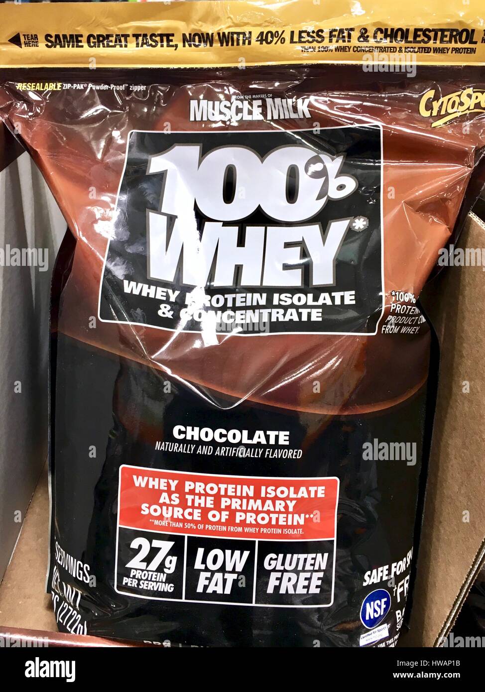 100 Whey Protein en venta en Costco Fotografía de stock Alamy