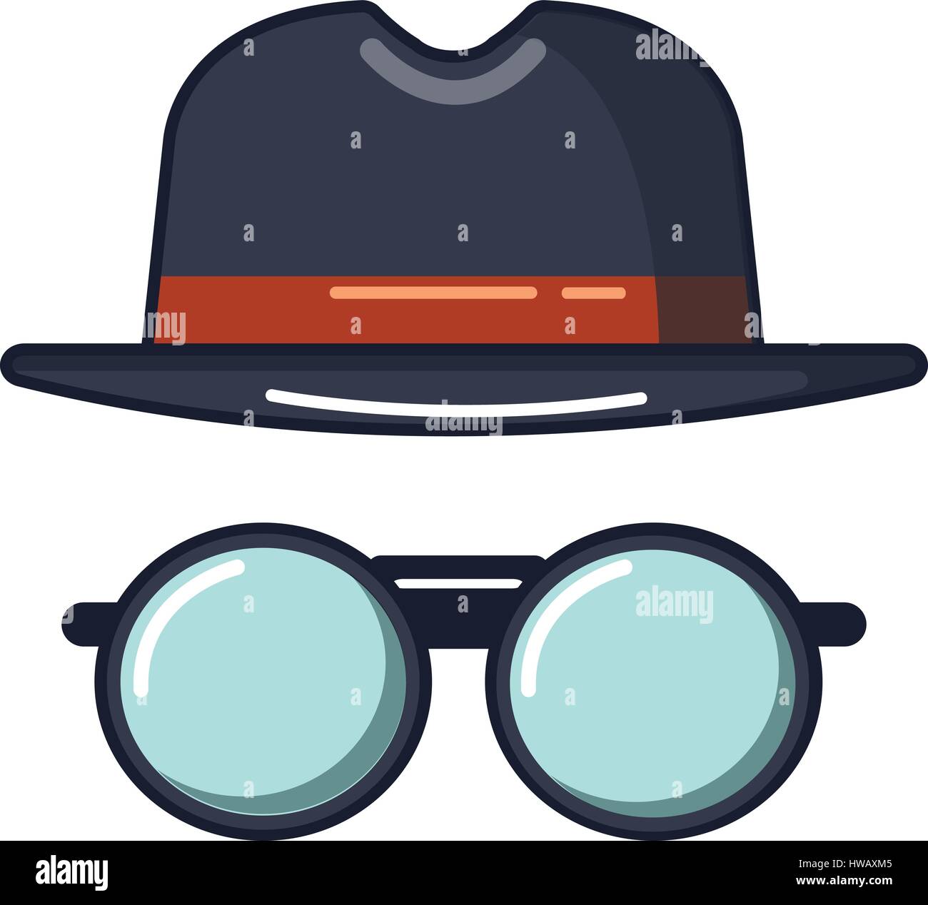 Icono de gafas y sombrero negro, estilo de dibujos animados Imagen Vector  de stock - Alamy