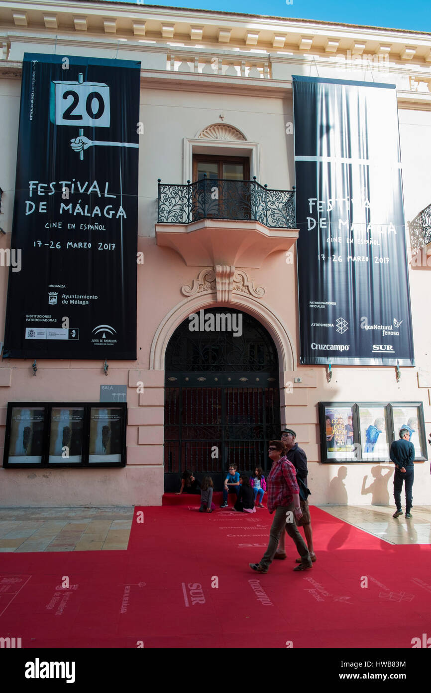 Málaga, España. 18 de marzo, 2017. Cine Albéniz. 20ª edición del festiva de Cine de Málaga. El 18 de marzo de 2017l Crédito: Mario Galati/Alamy Live News Foto de stock