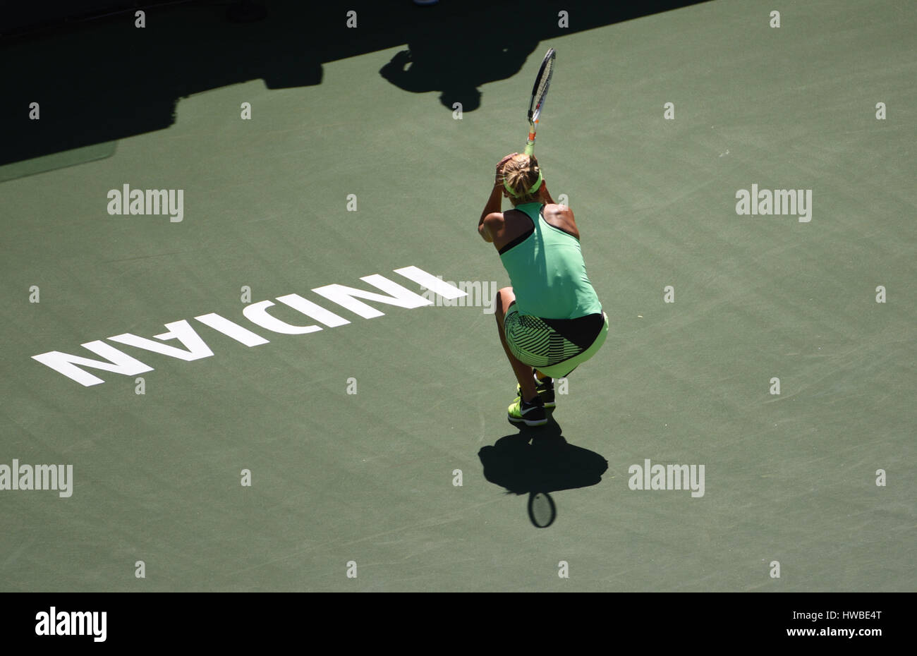 19 de marzo, 2017: Elena Vesnina (RUS) reacciona a derrotar a Svetlana Kuznetsova (RUS) durante el BNP Paribas Open en Indian Wells Tennis Garden en Indian Wells, California, John Green/CSM Foto de stock