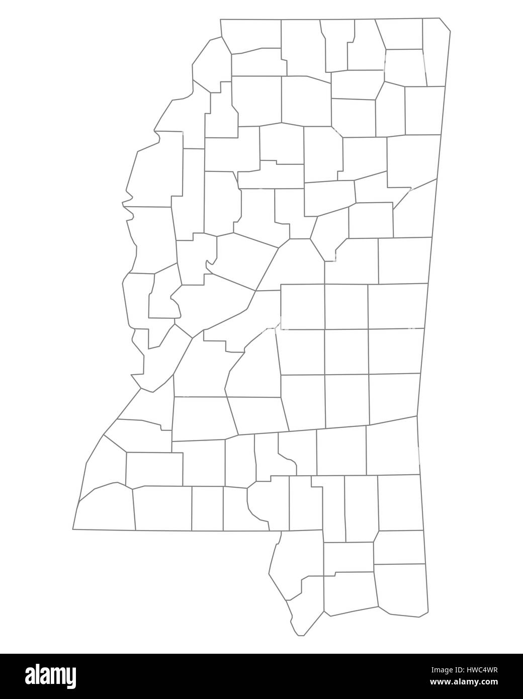 Mapa de Mississippi Fotografía de stock Alamy