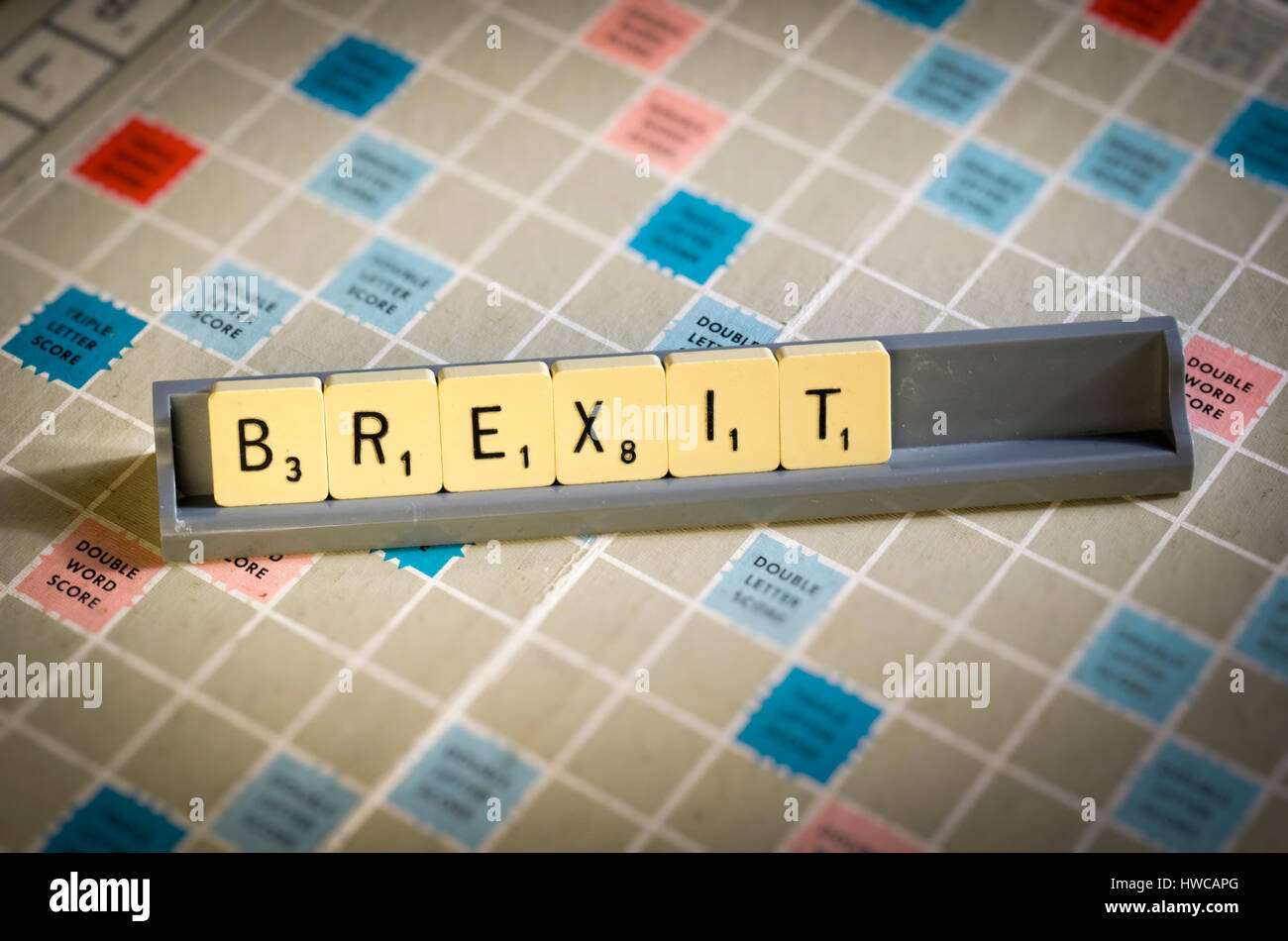 Scrabble letras deletrear Brexit Foto de stock