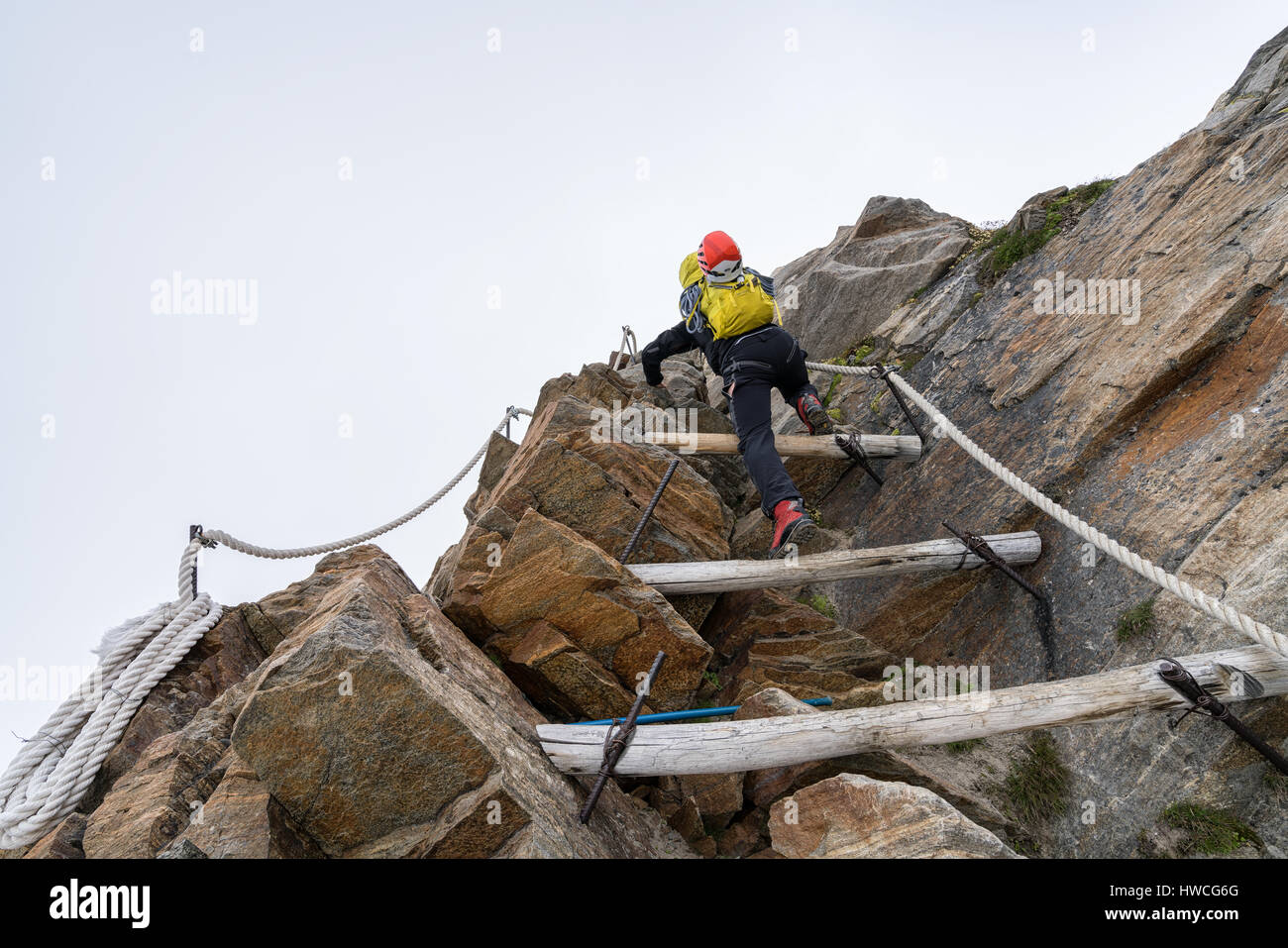 Montañismo en las montañas del Monte Rosa, en el norte de Italia, Alpes, Europa, la UE Foto de stock