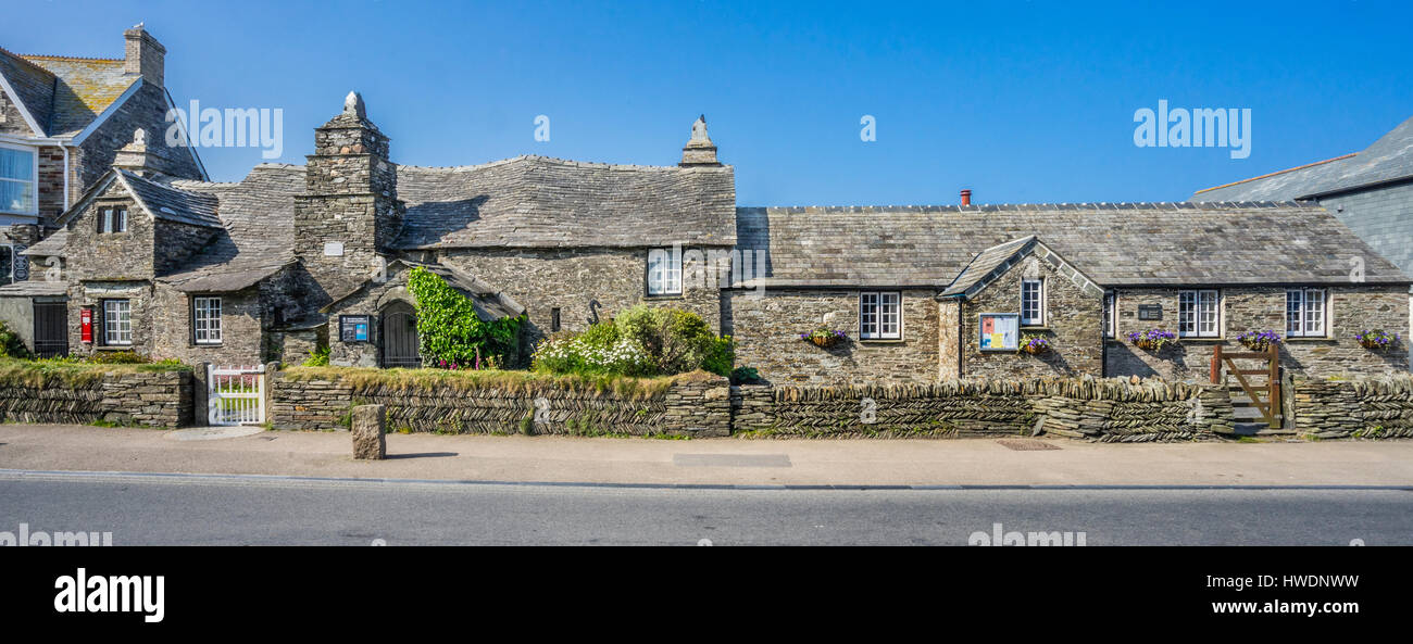 Reino Unido, Sur Oeste de Inglaterra, Cornwall, la casa hall medieval del siglo XIV Tintagel Old Post Office Foto de stock