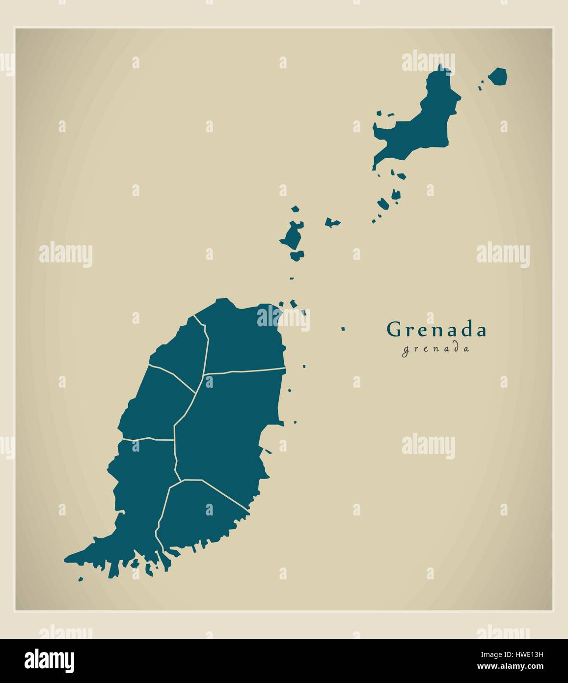 Mapa moderno - Granada con parroquias GD Ilustración del Vector