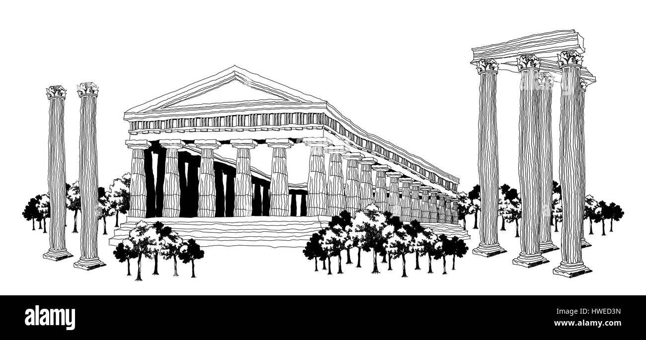 La antigua civilización antigua,arquitectura,arte,producto,blanco y negro,la construcción exterior,capitales,griego clásico,color image,columna,conceptos & Foto de stock