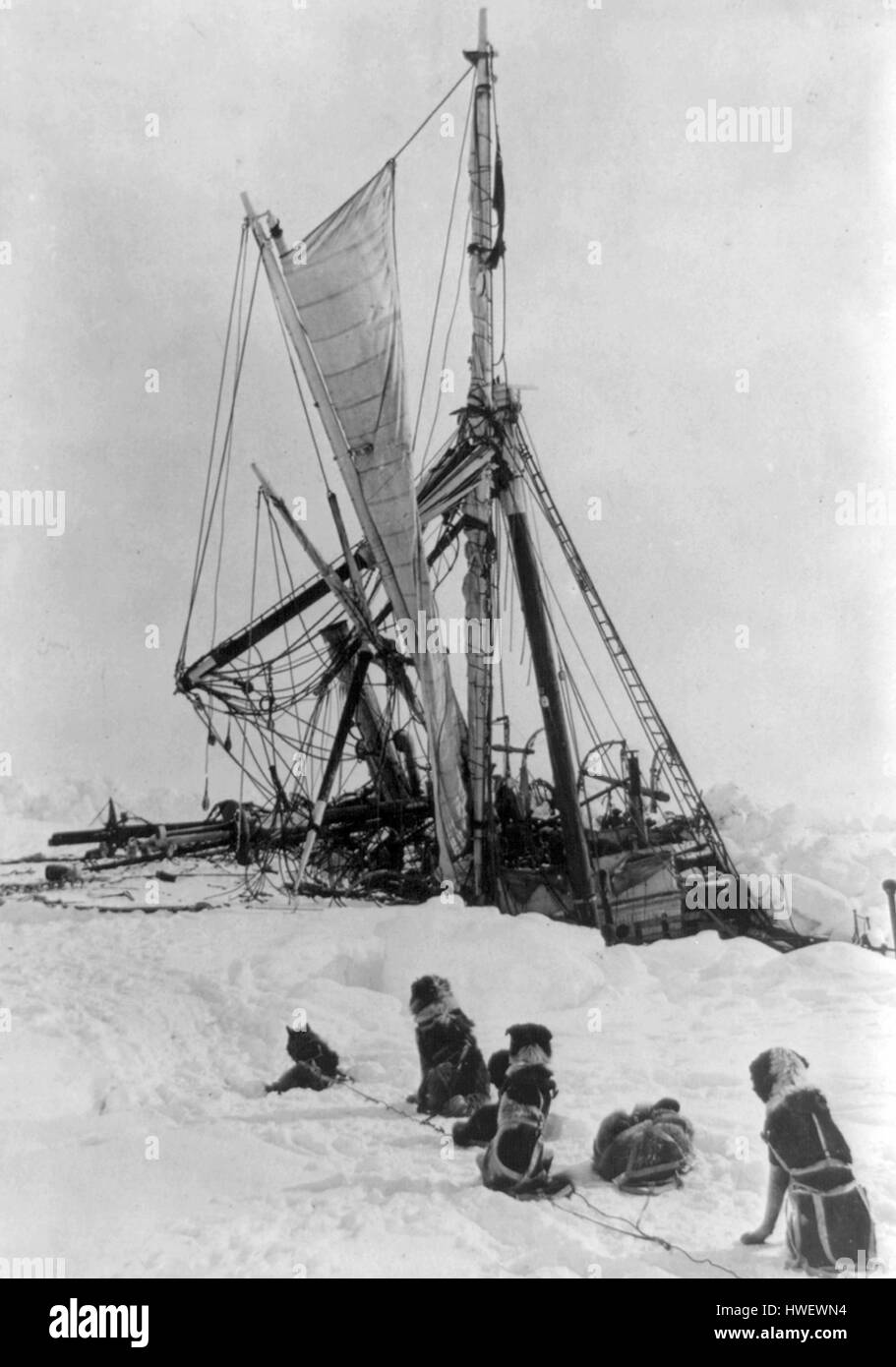 La expedición de Shackleton a la Antártida, últimos momentos de la resistencia. Foto de stock
