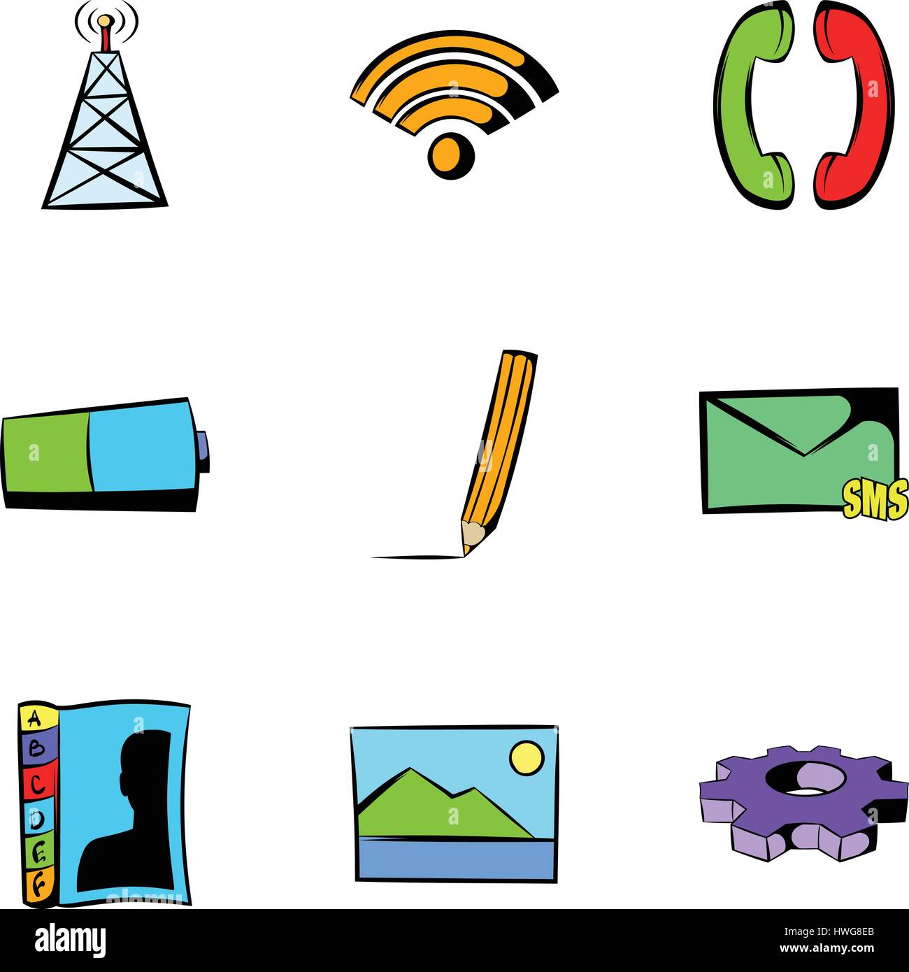 Los iconos de la tecnología web, estilo de dibujos animados Imagen Vector de  stock - Alamy