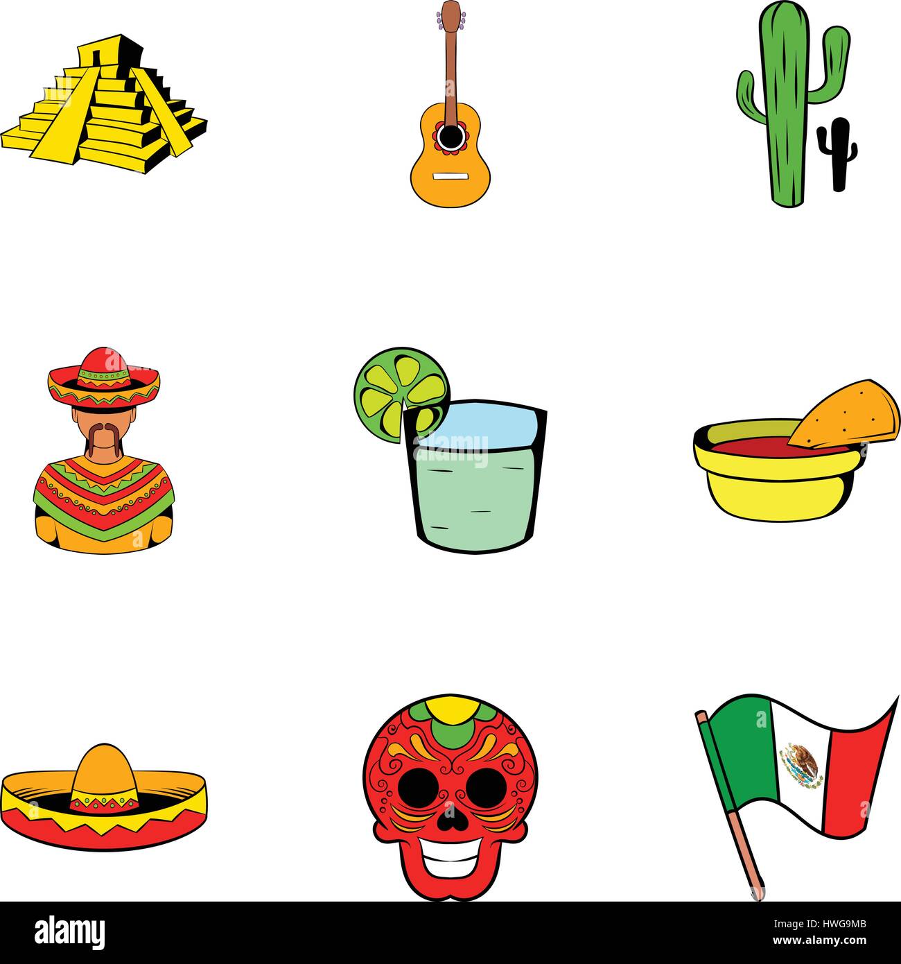 México, conjunto de iconos de estilo de dibujos animados Imagen Vector de  stock - Alamy