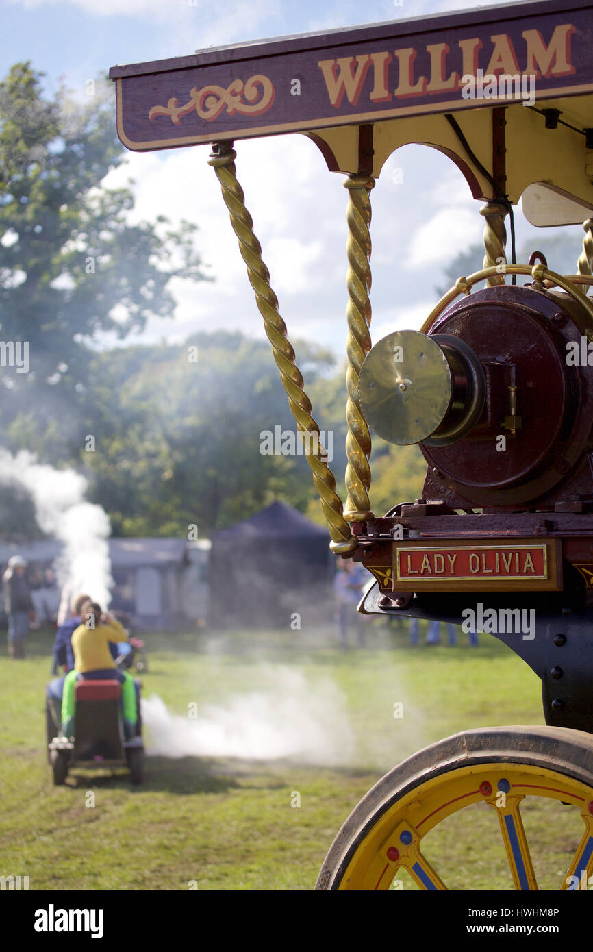 Antigua Feria de vapor en Burley, New Forest, Inglaterra Foto de stock