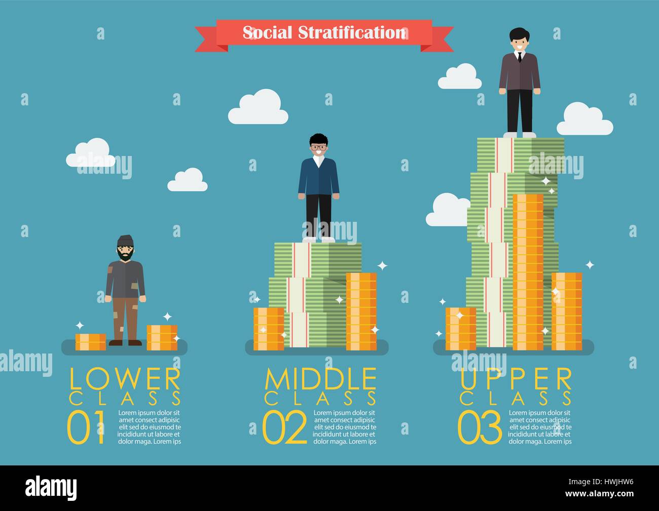 Estratificación Social con dinero infográfico. Ilustración vectorial Ilustración del Vector