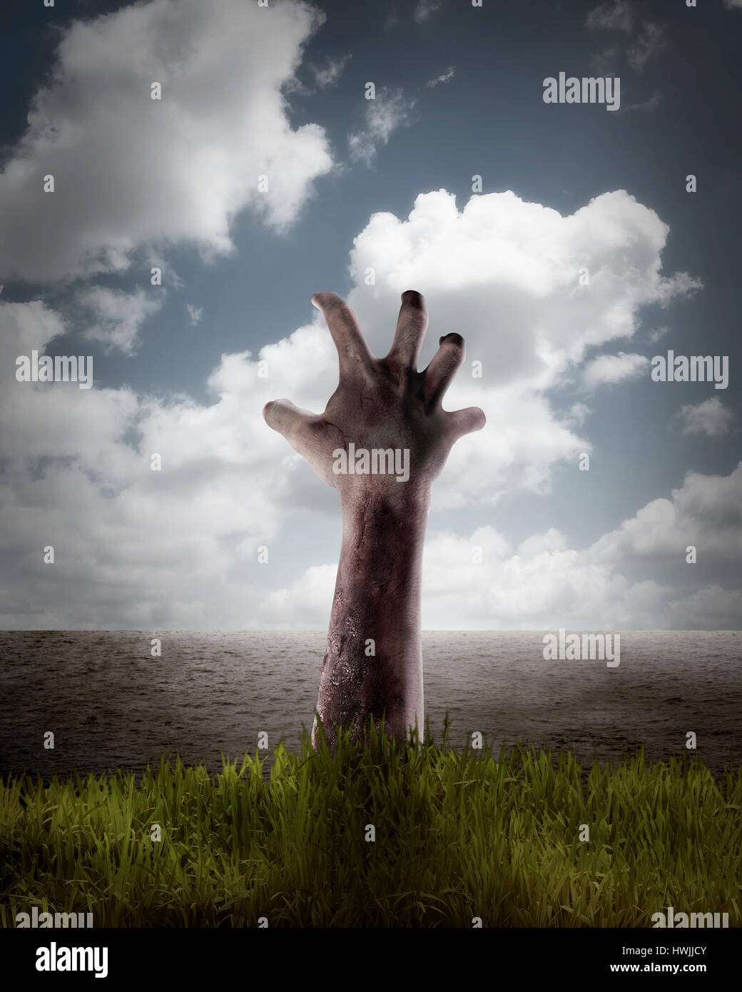 Zombie saliendo tumba miedo halloween muerte fotografías e imágenes de