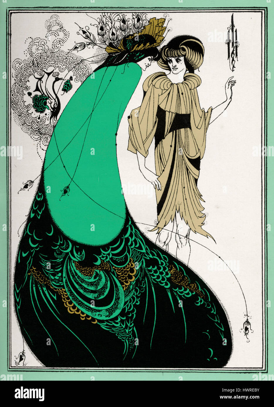 ' La falda de pavo real ' - Aubrey Beardsley 's ilustración para ' ' Salome de Oscar Wilde realizado por primera vez en Inglaterra el 10 de mayo de 1905. Richard Strauss 's ópera basada en este libro se estrenó el 9 de diciembre de 1905 Dresden. Foto de stock