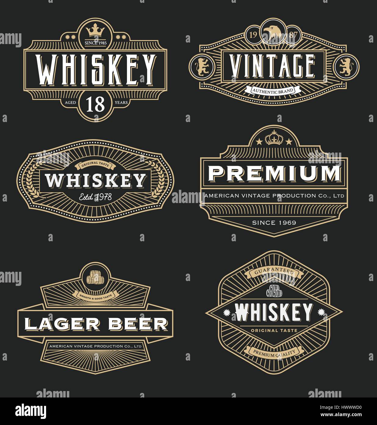 Diseño de bastidor Vintage para etiquetas, banner, logo, emblema, menú,  adhesivos y otros diseños. Apto para el whisky, cerveza, café, hotel,  resort, joyería Imagen Vector de stock - Alamy