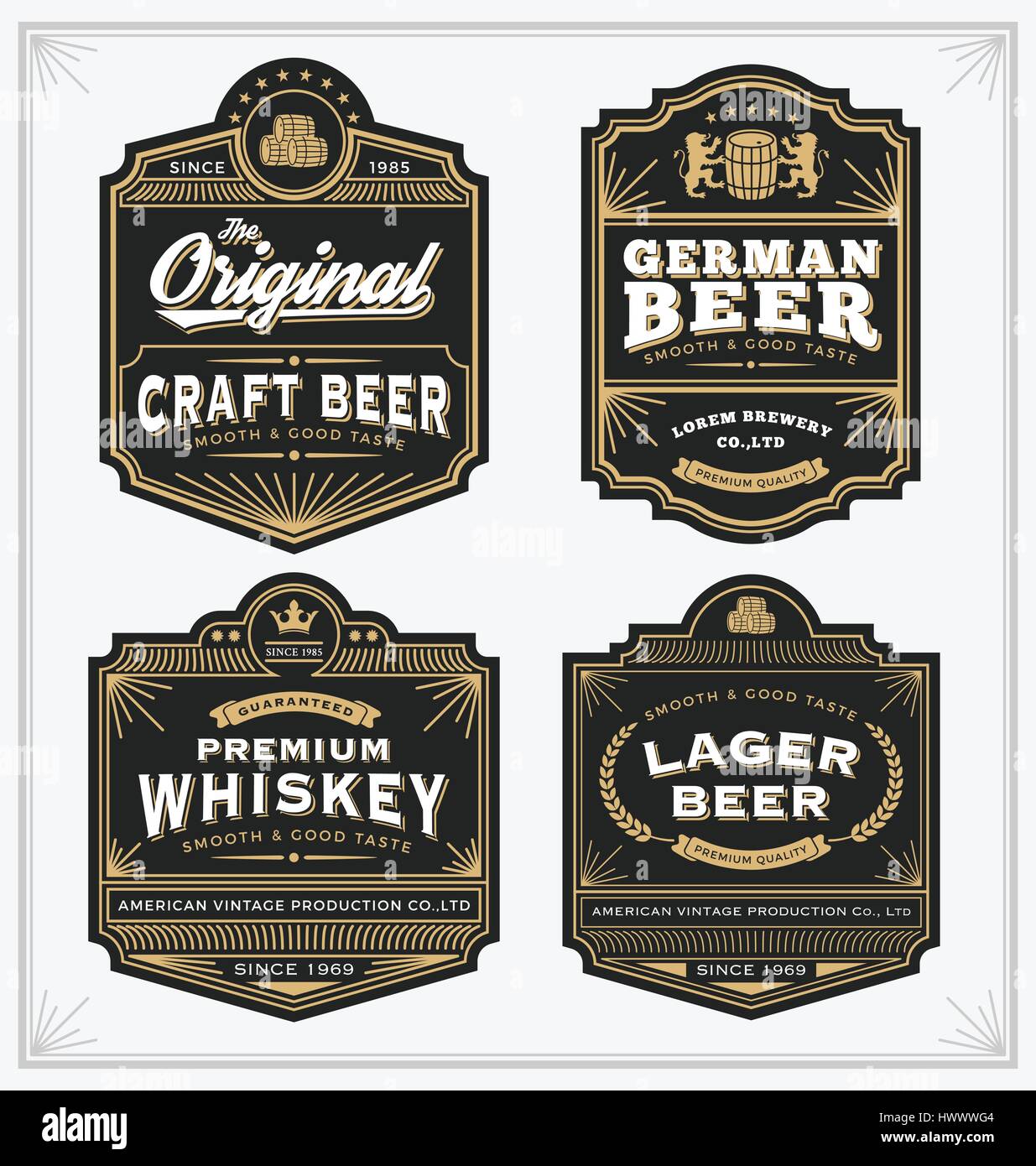 Diseño de bastidor Vintage para etiquetas, banners, adhesivos y otros  diseños. Apto para el whisky, cerveza y producto premium. Todo tipo de uso  libre de fuentes Imagen Vector de stock - Alamy