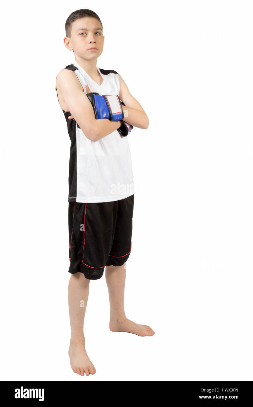 Jóvenes adolescentes caucásicos Boxer Boy aislados contra el fondo blanco  Fotografía de stock - Alamy