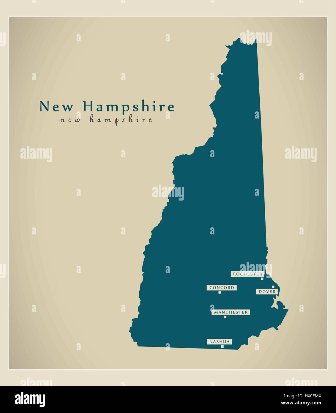 Mapa moderno - New Hampshire EE.UU. Ilustración del Vector