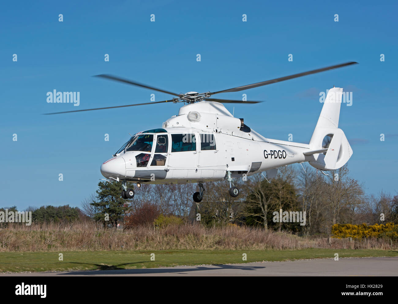 Eurocopter como-365N-2 basados en PDG helicópteros Dauphin Inverness Dalcross Aeropuerto. Región de tierras altas. Escocia. Foto de stock