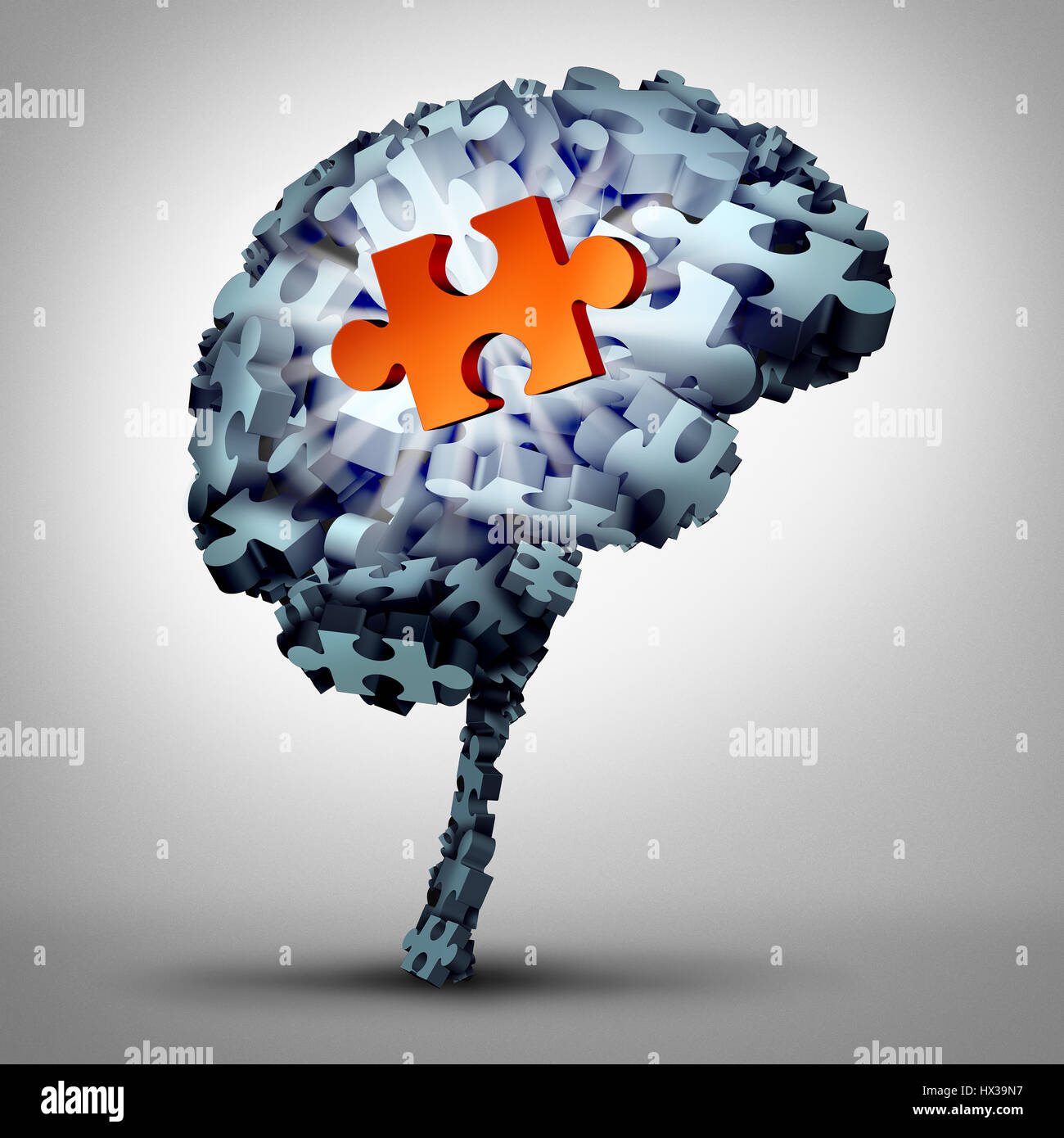 Solución puzzle cerebral como una mente humana hecha de piezas de  rompecabezas con un objeto como un símbolo rojo brillante de inspiración y  sabiduría Fotografía de stock - Alamy