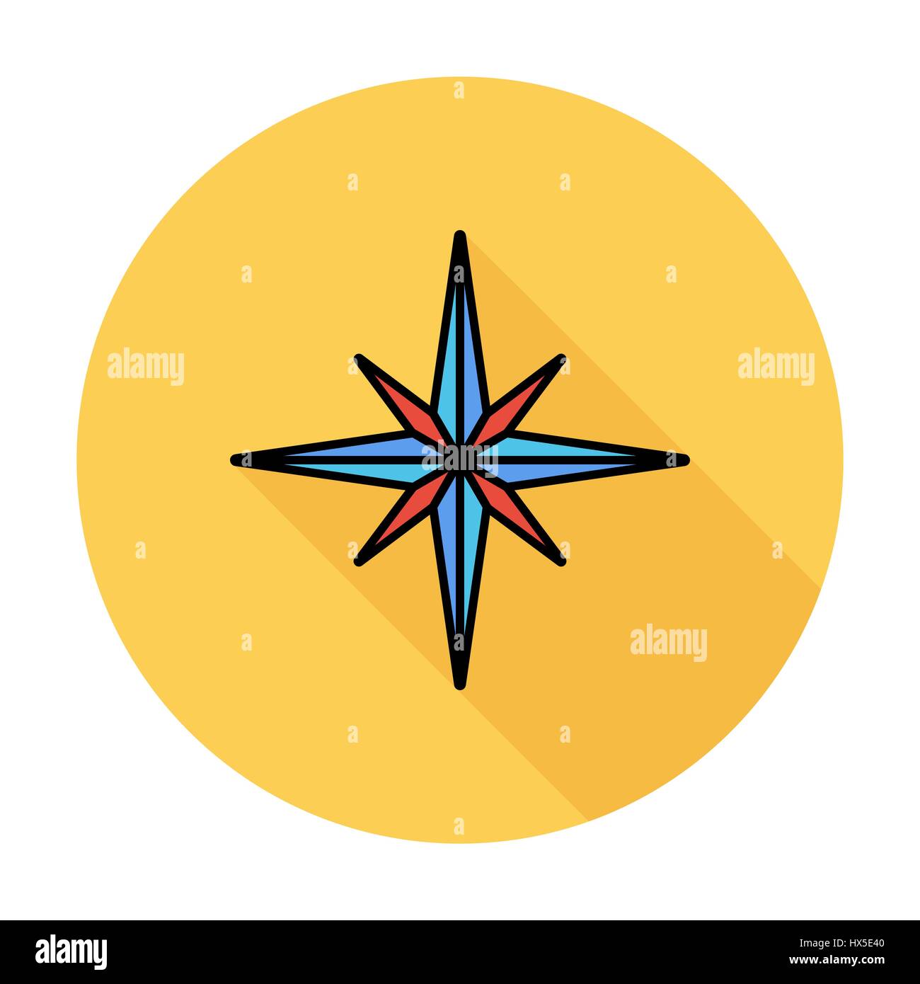 Rosa de los vientos. Color plano único icono en el círculo. Ilustración  vectorial Imagen Vector de stock - Alamy