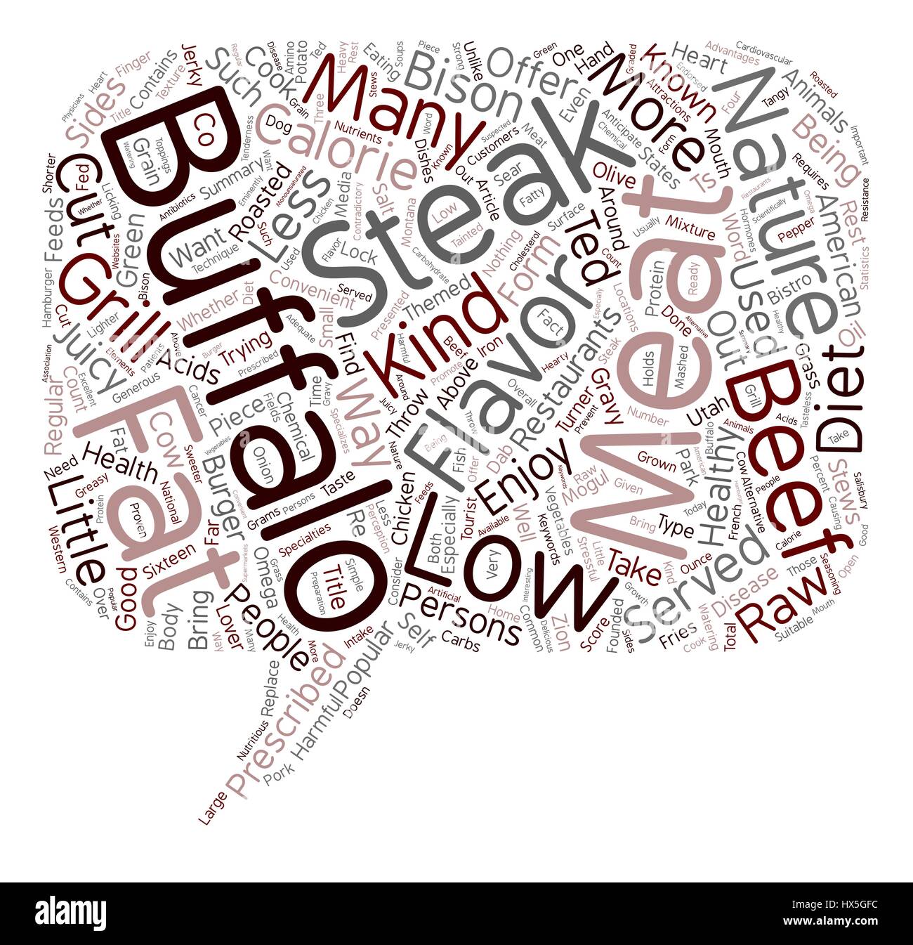 La carne de búfalo un corte por encima del resto de fondo de texto wordcloud concepto Ilustración del Vector