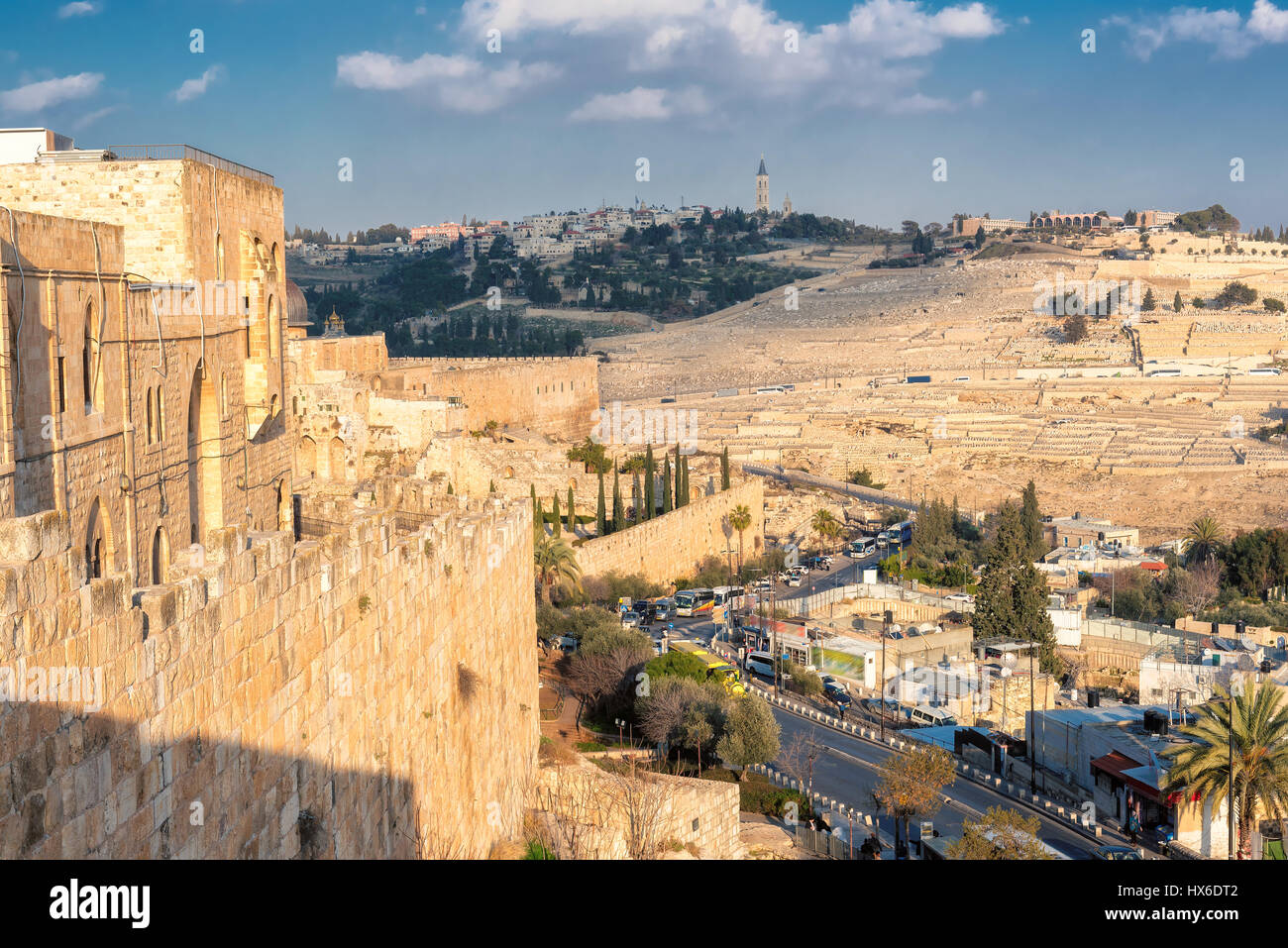 Vistas a la Ciudad Vieja de Jerusalén, Israel. Foto de stock