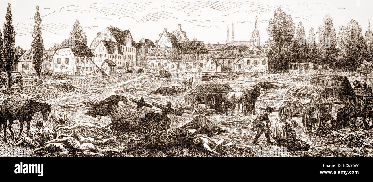 La Hallische Tor o puerta, Leipzig, 1813, Batalla de las naciones, las guerras de liberación alemán Foto de stock