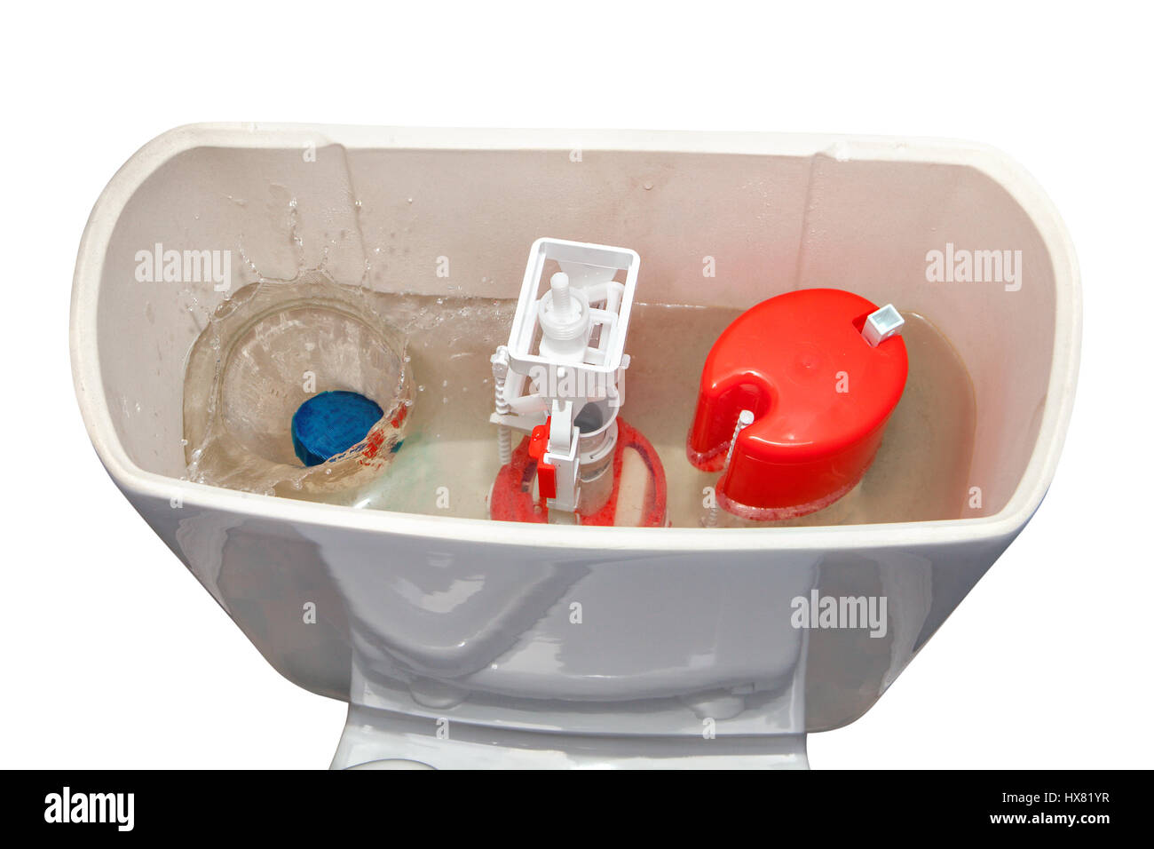 Banzai Cirugía tonto Limpiador azul tableta soluble en agua cae en el inodoro, lavar el depósito  aislado sobre fondo blanco Fotografía de stock - Alamy