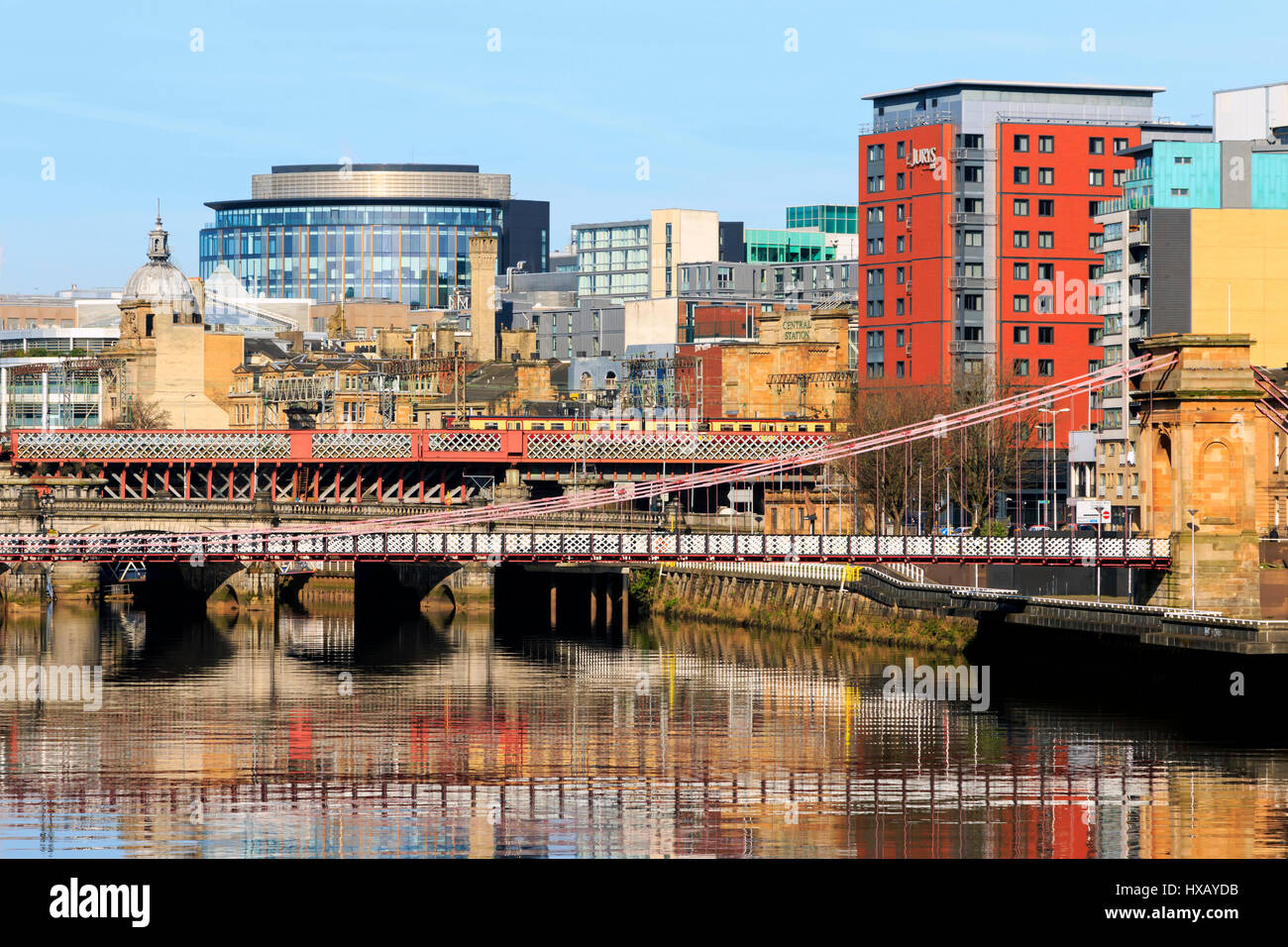 Distrito Broomielaw, centro de la ciudad de Glasgow, Escocia, Reino Unido Foto de stock