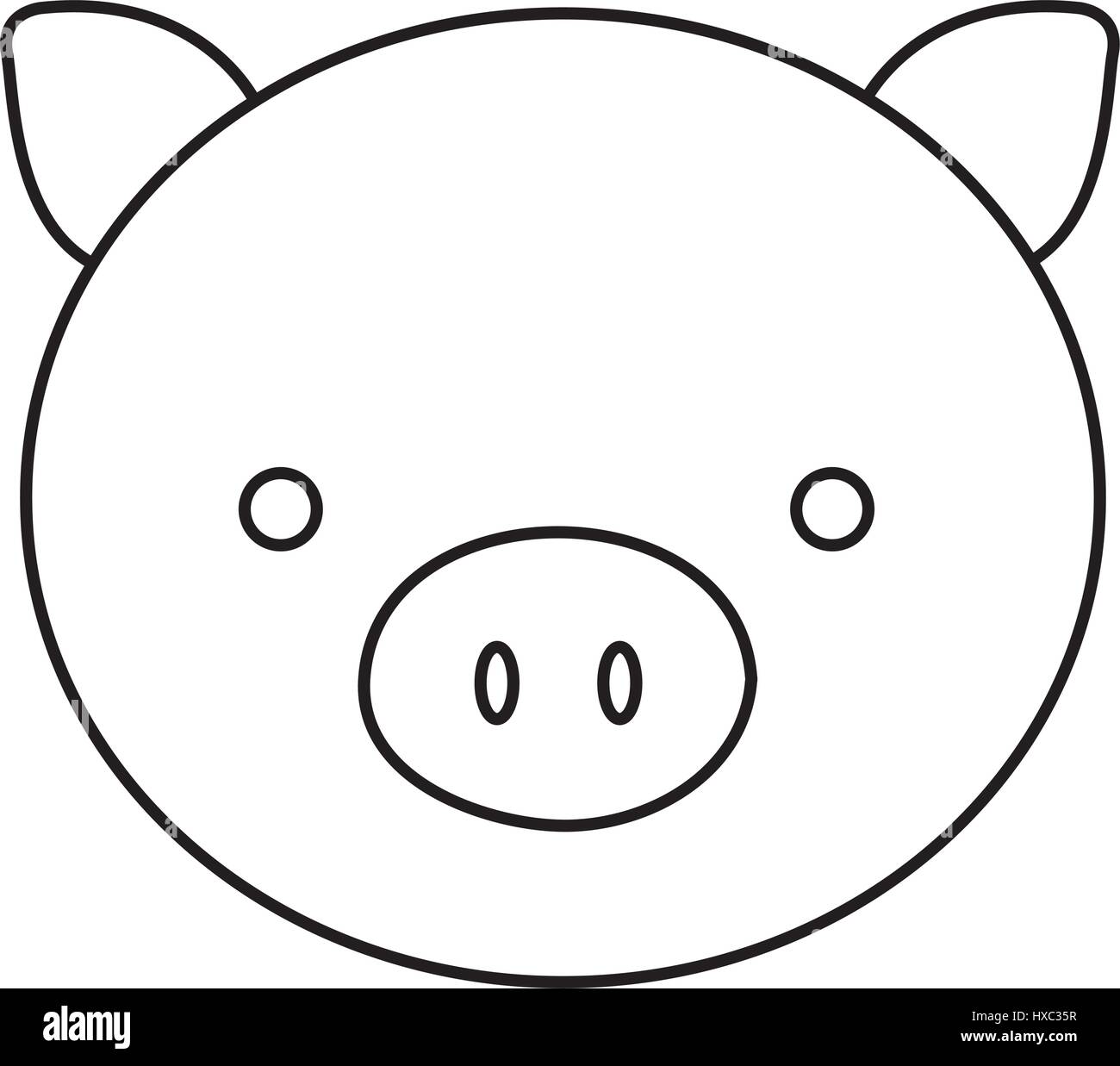 Silueta cara lindo cerdo icono animal farm Ilustración del Vector ...