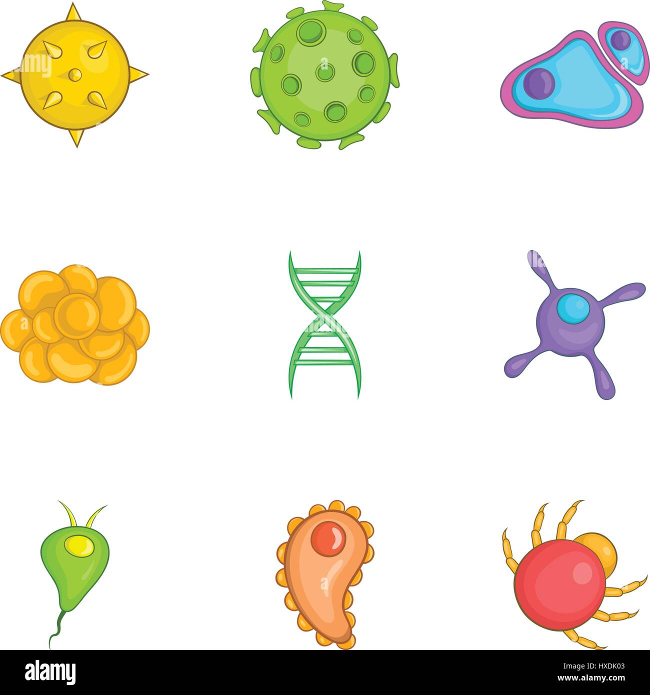 Iconos De La Enfermedad Del Estilo De Dibujos Animados Imagen Vector De Stock Alamy