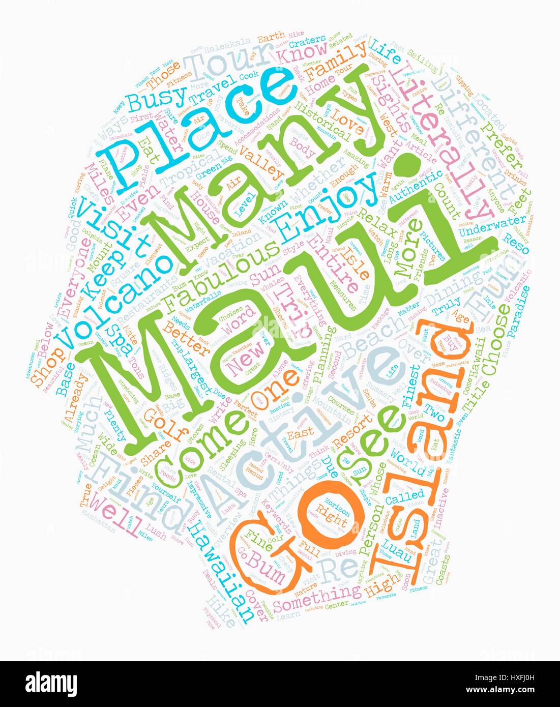 Maui diversión para todos fondo de texto wordcloud concepto Ilustración del Vector