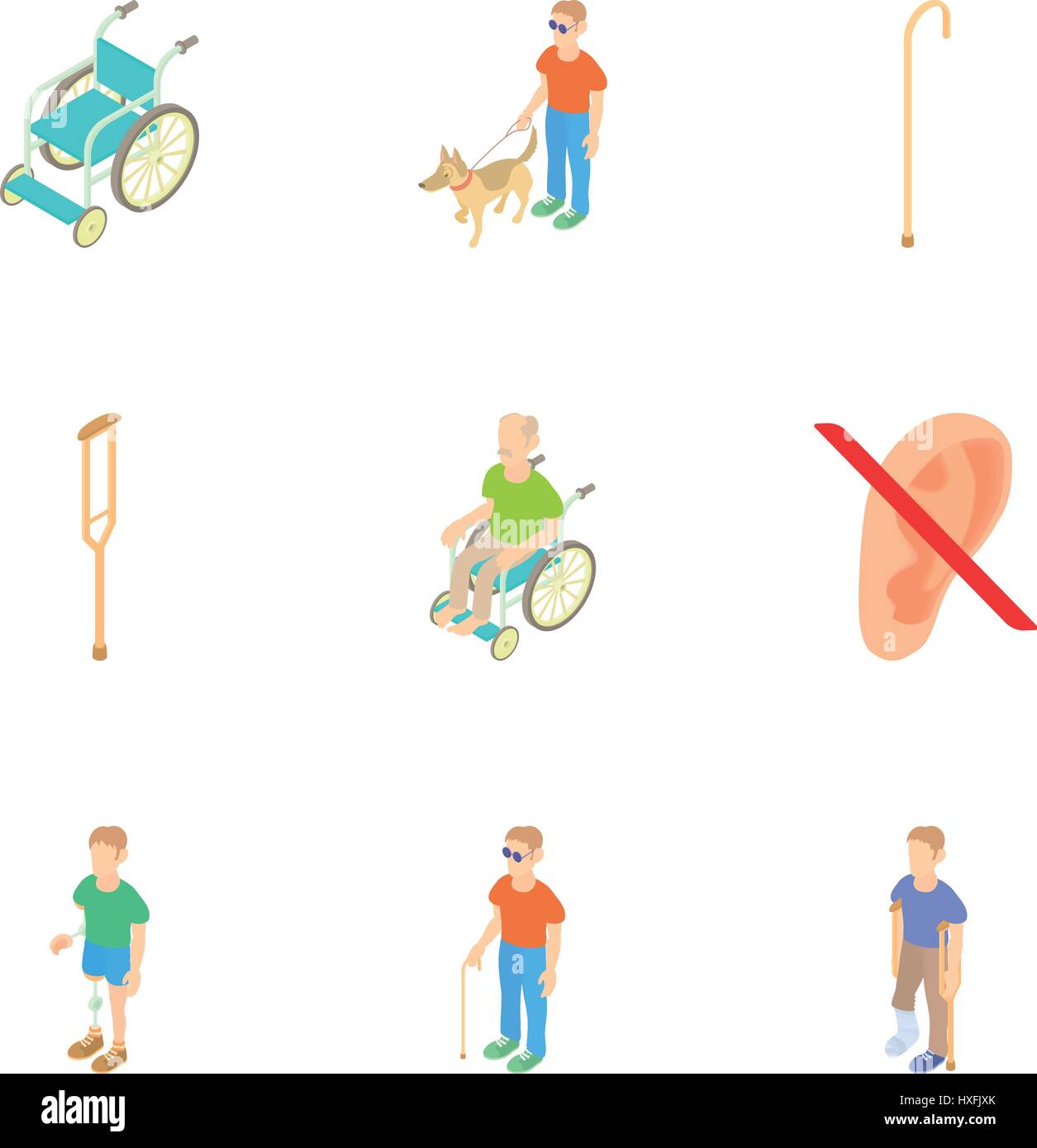 Discapacitados Iconos Estilo De Dibujos Animados Imagen Vector De Stock Alamy