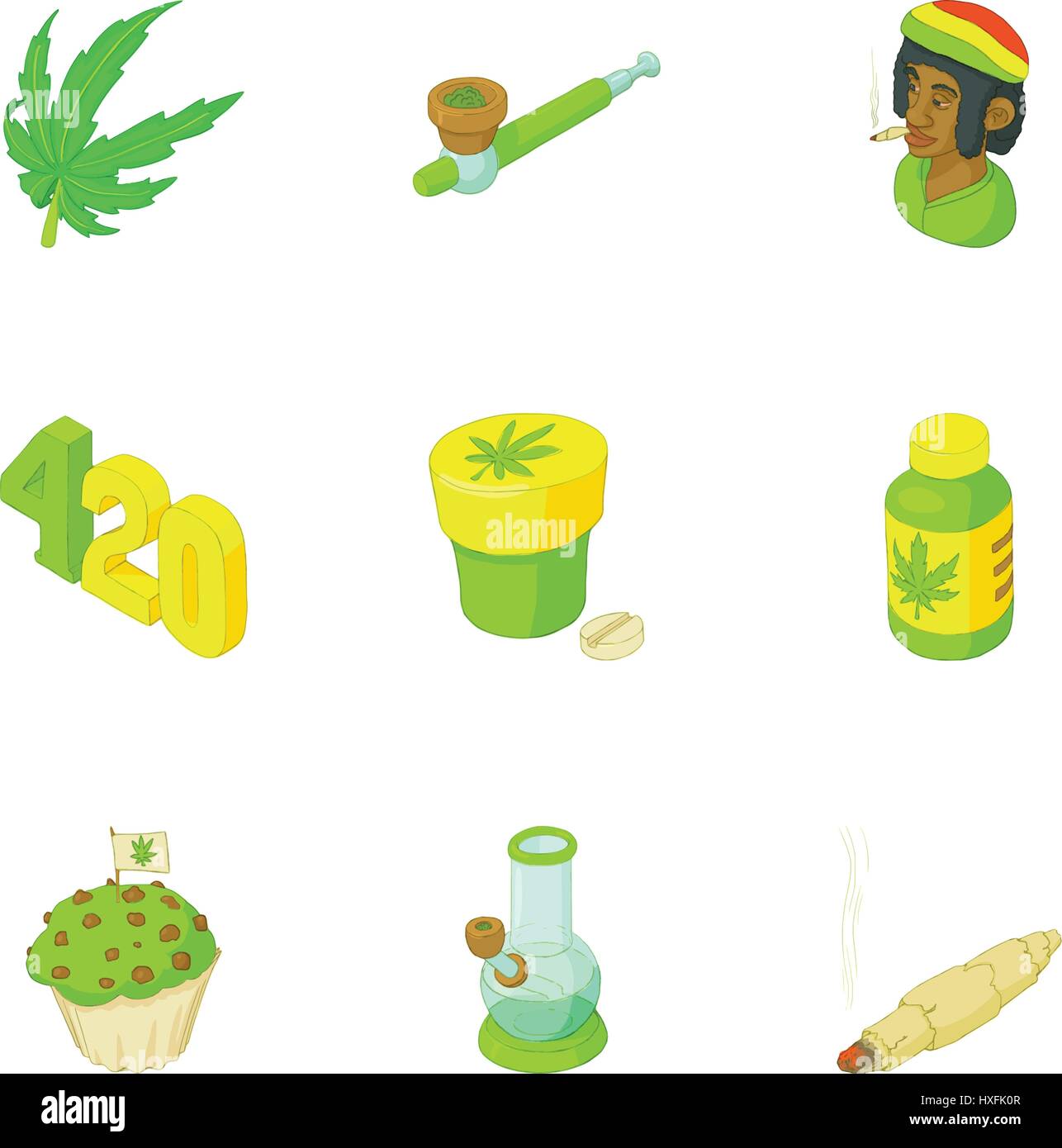 Iconos de drogas, estilo de dibujos animados Imagen Vector de stock - Alamy