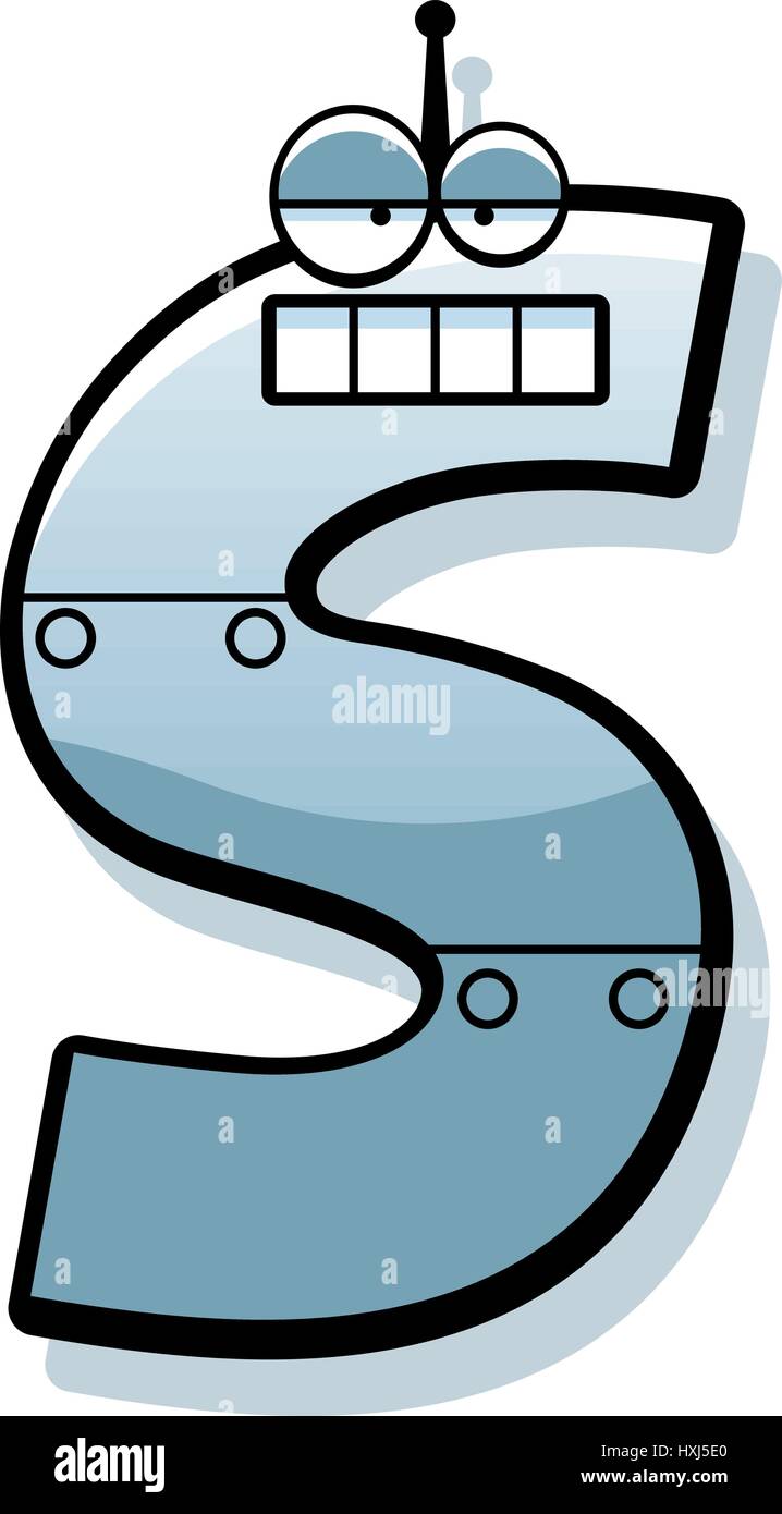 Una caricatura de la ilustración de una letra S como un robot de metal  Imagen Vector de stock - Alamy