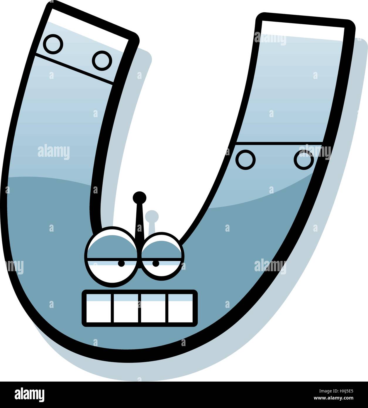 Una caricatura de la ilustración de una letra U como un robot de metal. Ilustración del Vector