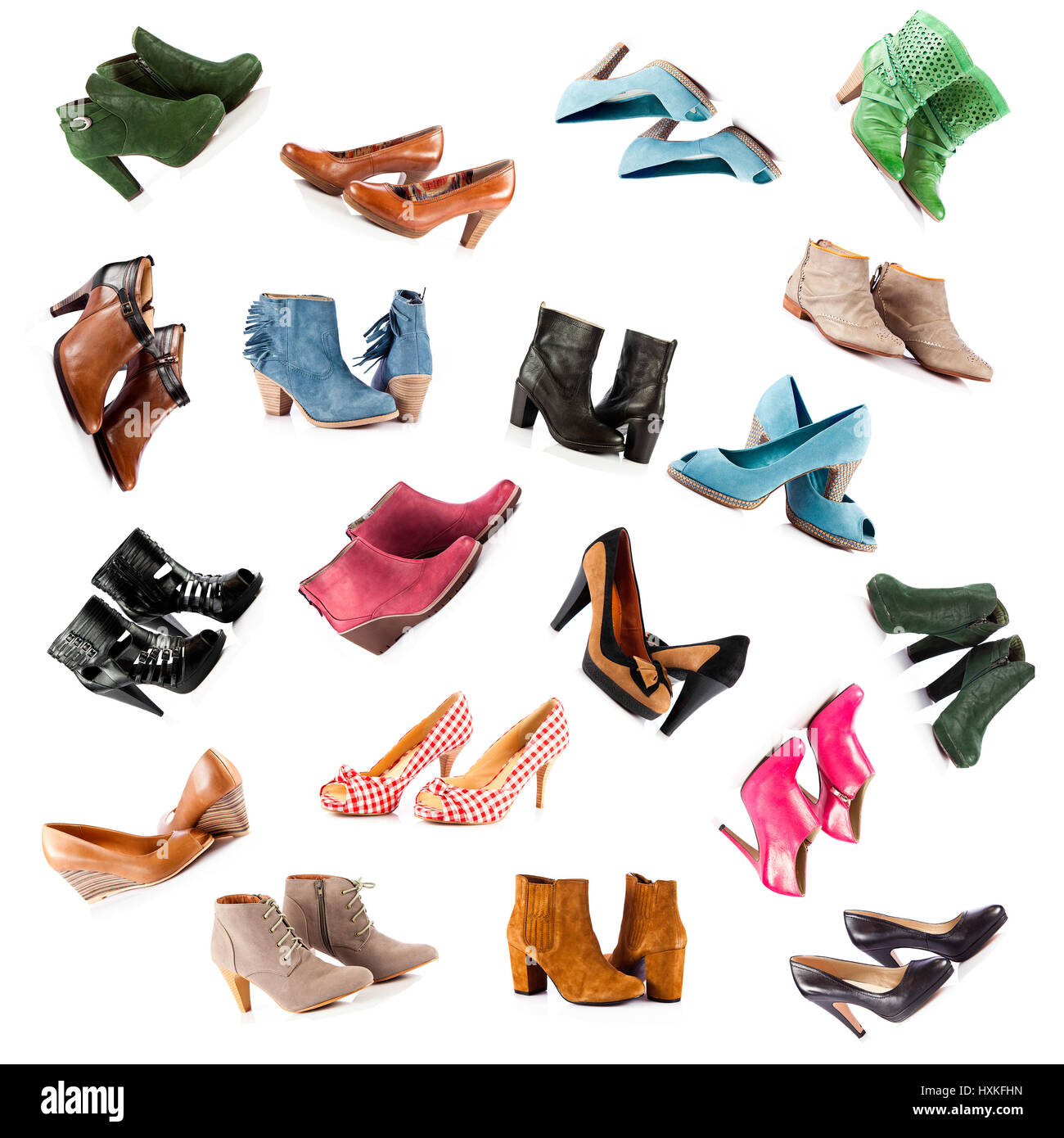Bonita mujer zapatos. Mujer tacones altos. Colección de zapatos diferentes  aislados Fotografía de stock - Alamy