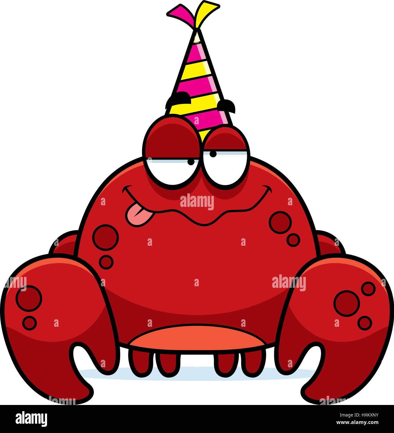 Una caricatura de la ilustración de un cangrejo con un gorro de fiesta  looking happy Imagen Vector de stock - Alamy