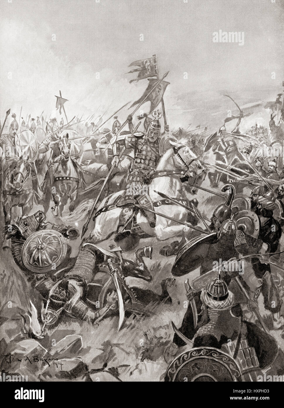 La victoria de Heraclio, en la batalla de Nínive, la batalla culminante de la guerra Byzantine-Sassanid de 602-628. La historia de Hutchinson de las Naciones, publicado en 1915. Foto de stock