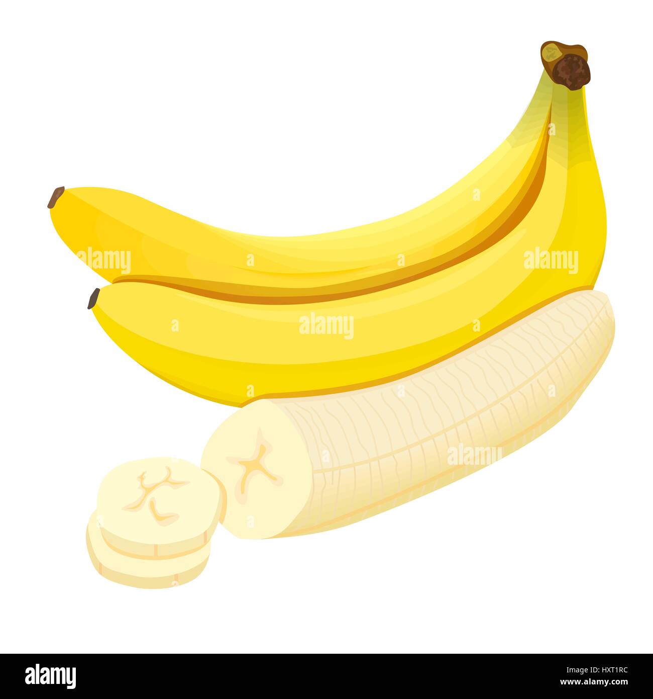 Banana. Los plátanos frescos maduros aislado sobre fondo blanco Imagen